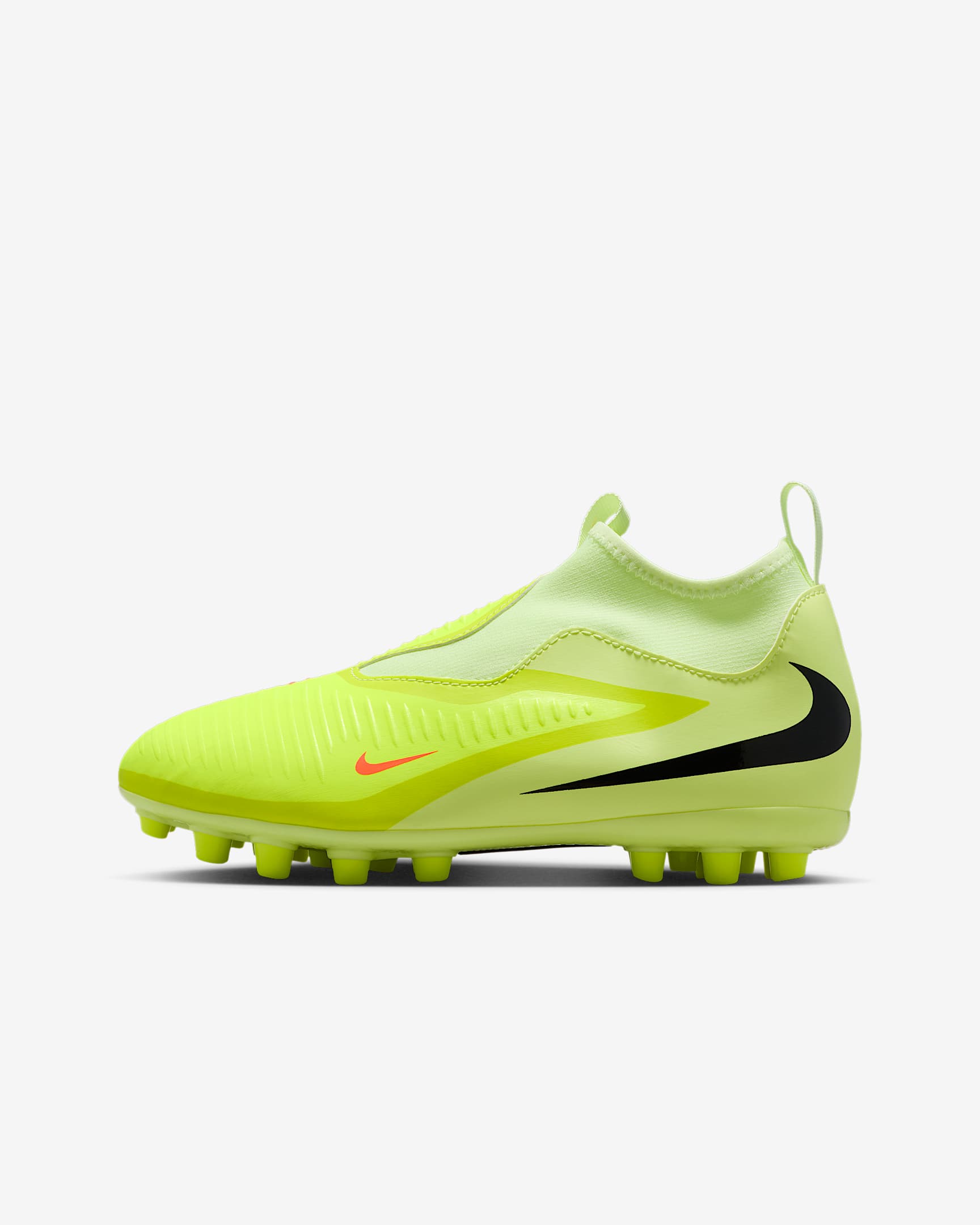 Nike Jr. Phantom 6 High Academy 耐克暗煞系列大童 AG 人造草地高帮足球鞋 - 橙红/亮石灰色/黑