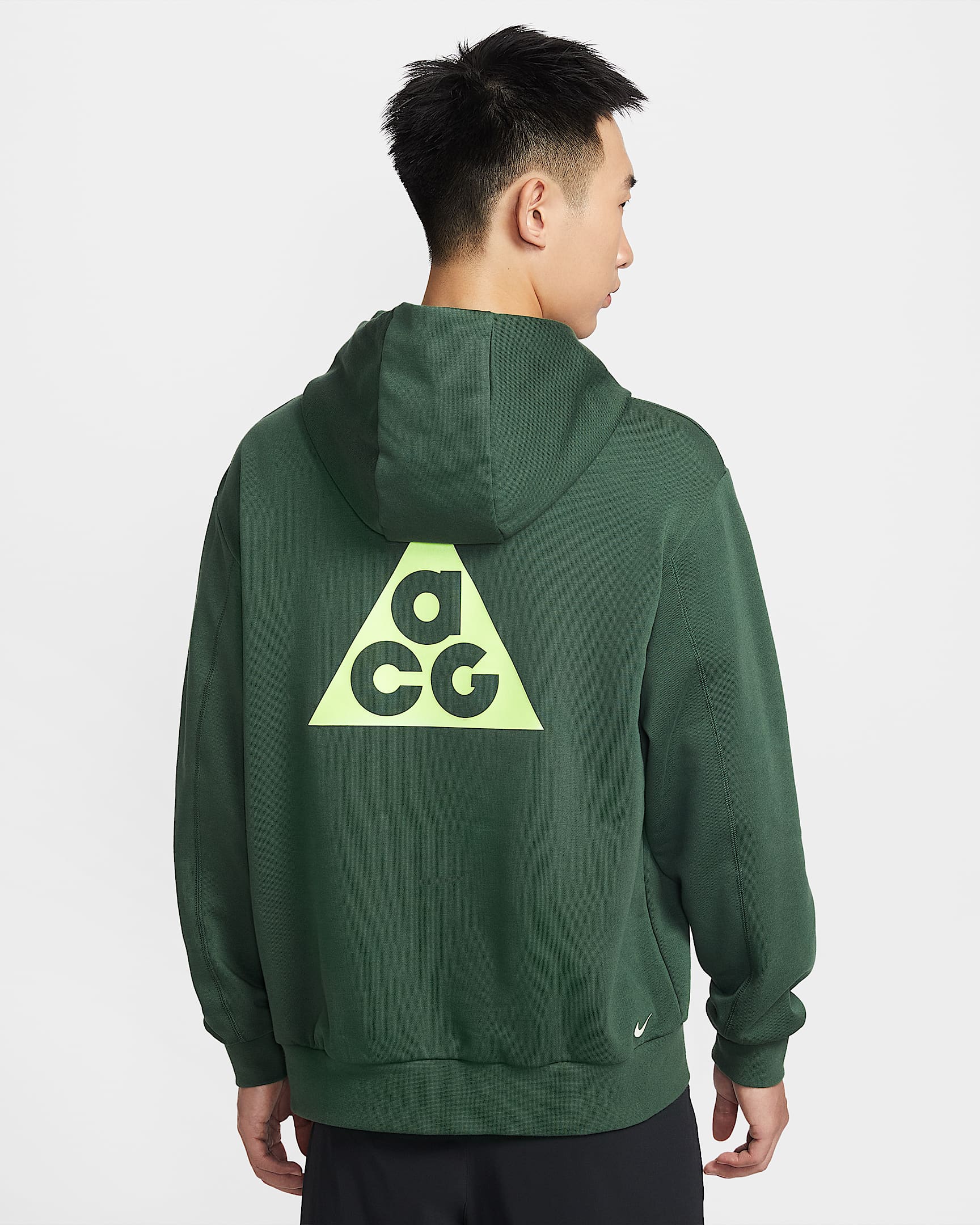 Nike ACG Dri-FIT 男子速干越野薄绒连帽衫 - 冷杉绿/荧光冰黄/山峰白