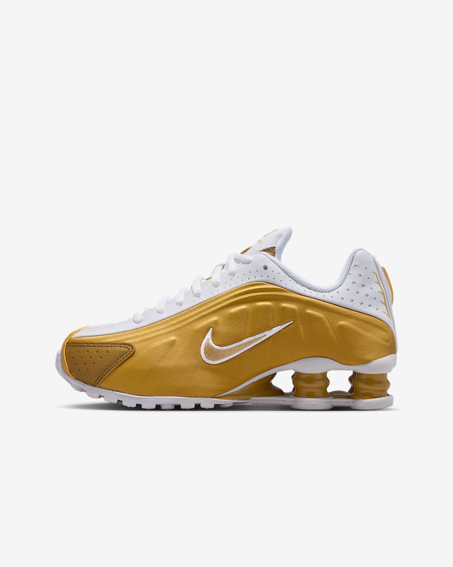 Nike Shox R4 大童气柱运动鞋 - 金属色/白色/金属色