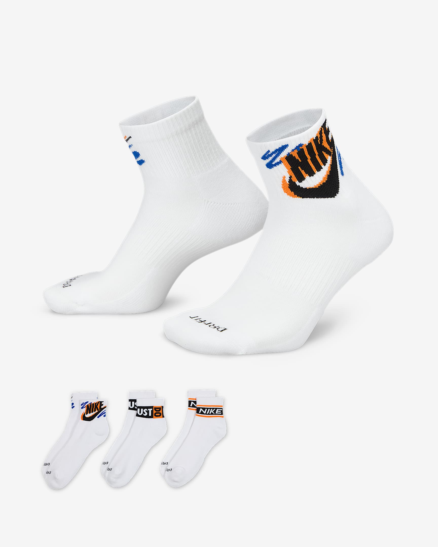 Nike Everyday Plus 速干运动短袜(3 双) - 多色