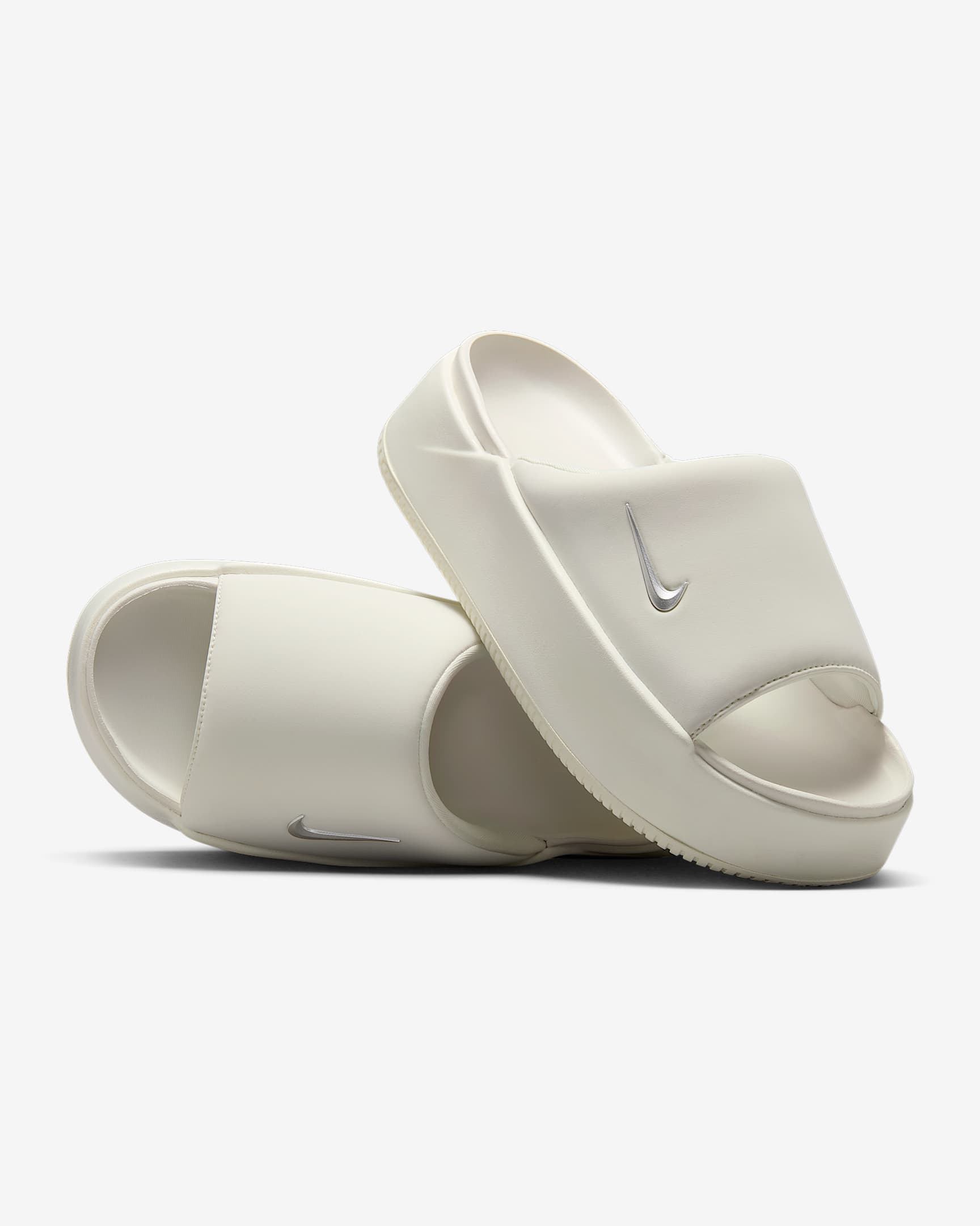 Nike Calm Elevation 女子拖鞋 - 帆白/帆白/金属银