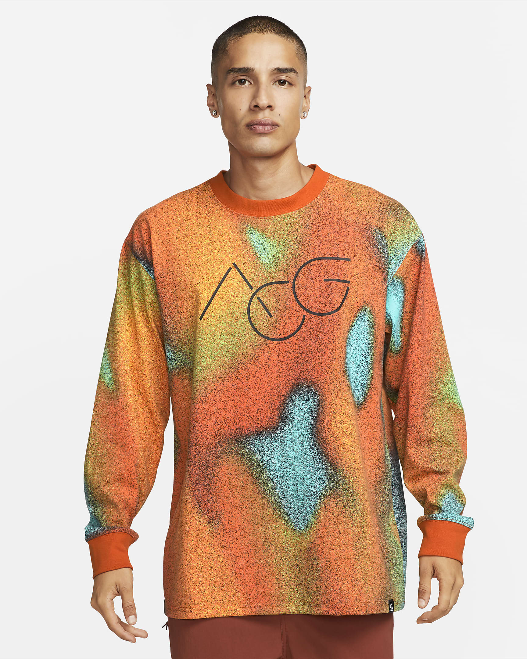 Nike ACG 男子整版印花长袖T恤 - 旅行黄/浅薄荷绿/篝火橙