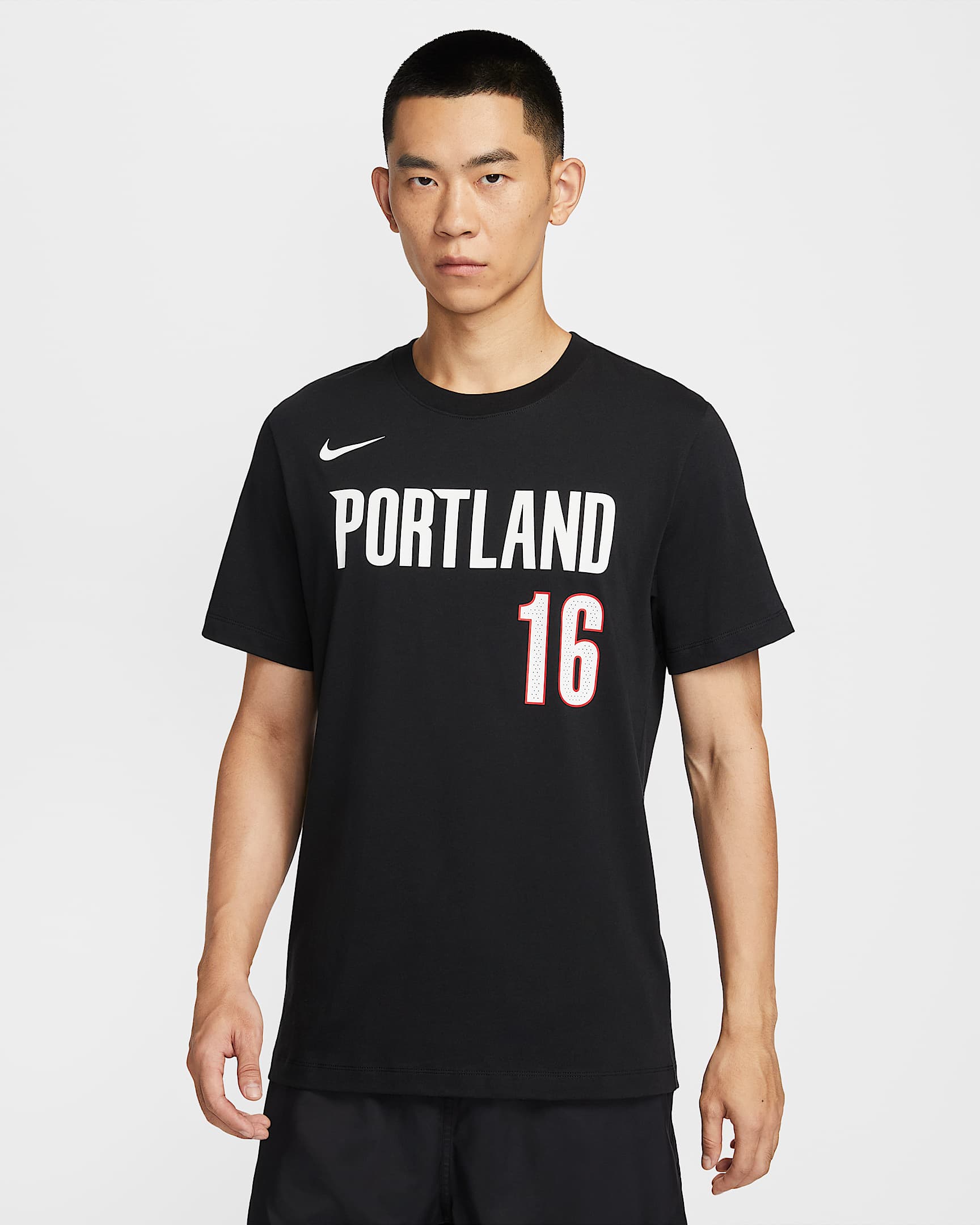 波特兰开拓者队杨瀚森 (Yang Hansen) Essential Nike NBA 男子T恤 - 黑