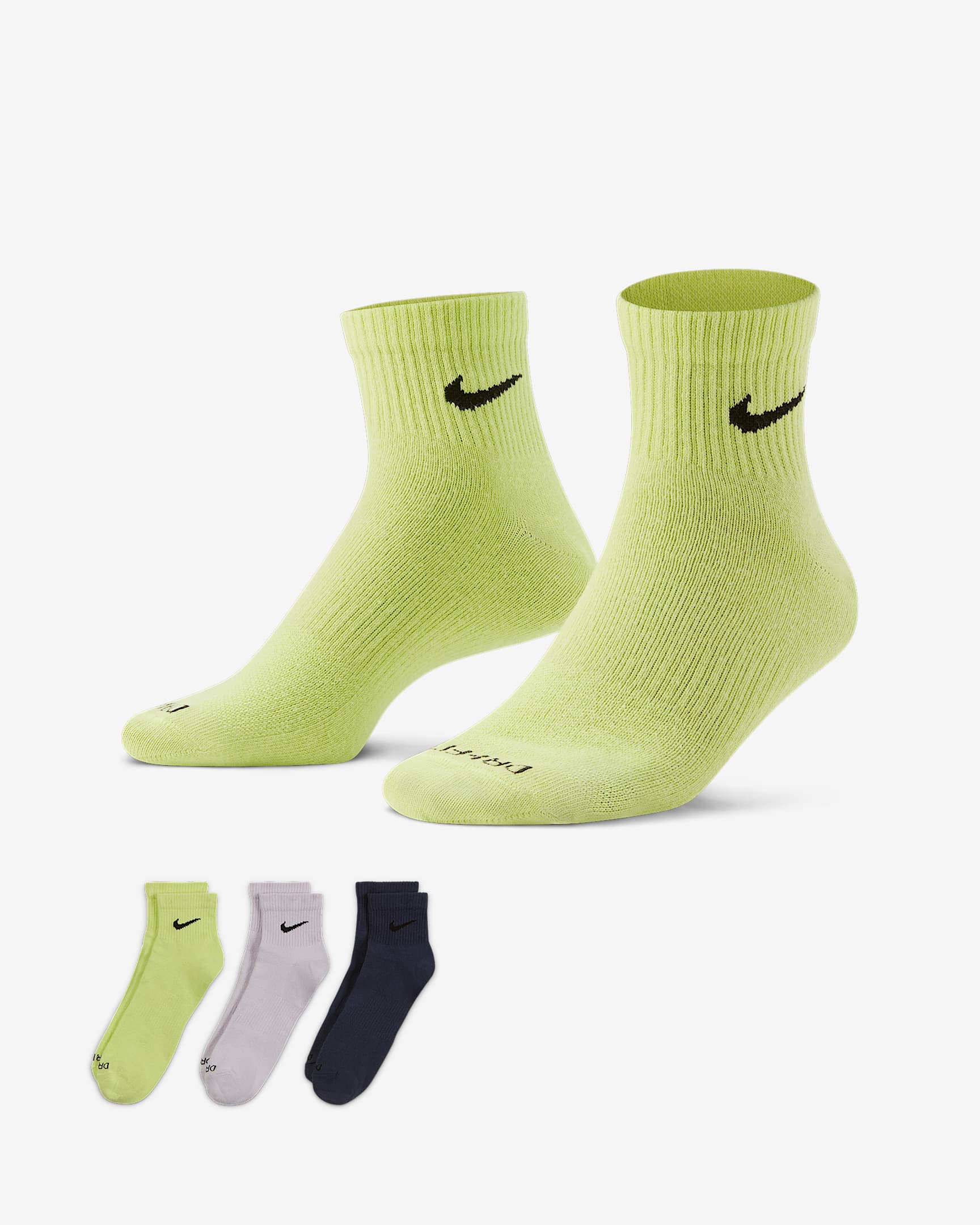 Nike Everyday Plus Lightweight 速干训练短袜(3 双) - 多色