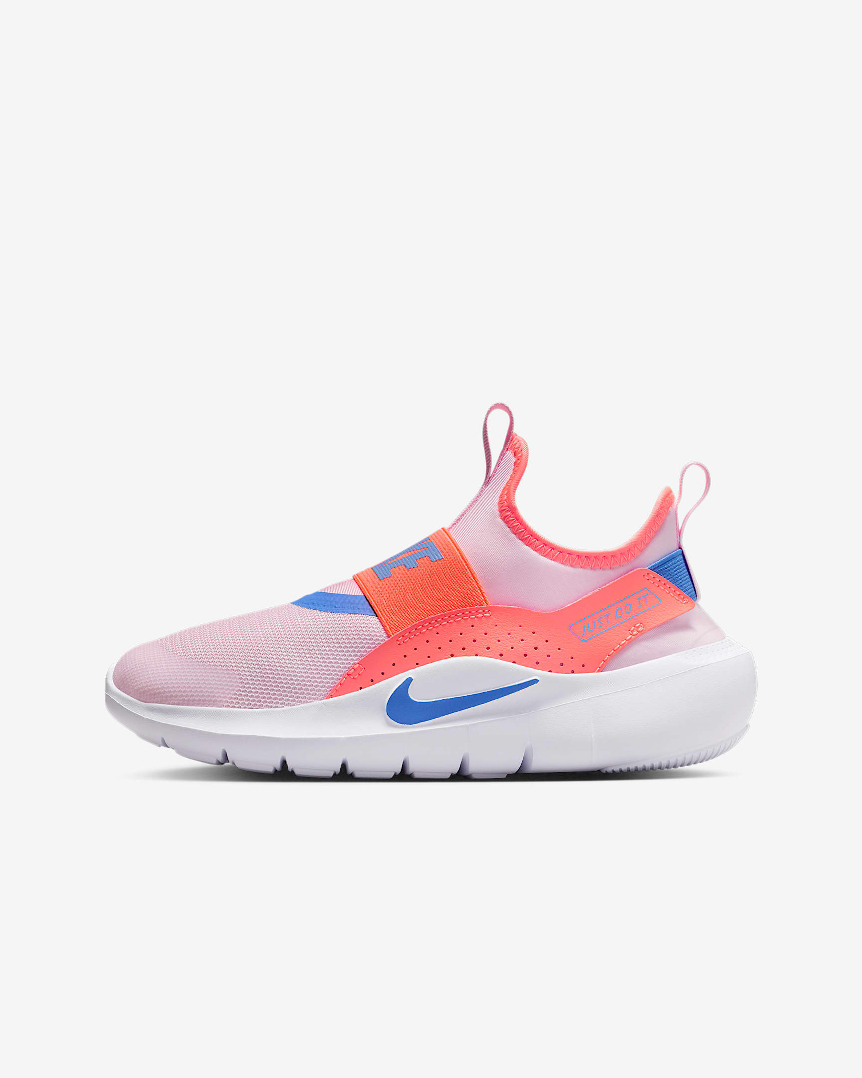 Nike Flex Runner 4 大童一脚蹬跑步鞋 - 泡沫粉/亮橙/白色/脉冲宝石蓝