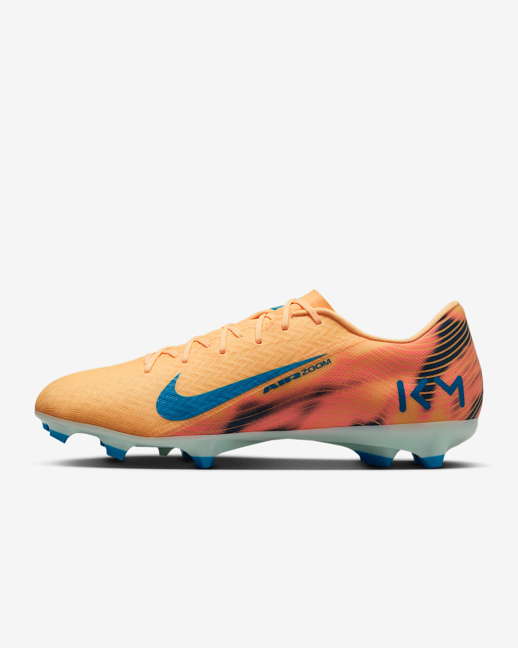 Nike Mercurial Vapor 16 Academy "Kylian Mbappé" 耐克刺客系列姆巴佩男/女 MG 多种场地低帮足球鞋 - 浅甜瓜橙/伊格鲁蓝/孔雀蓝