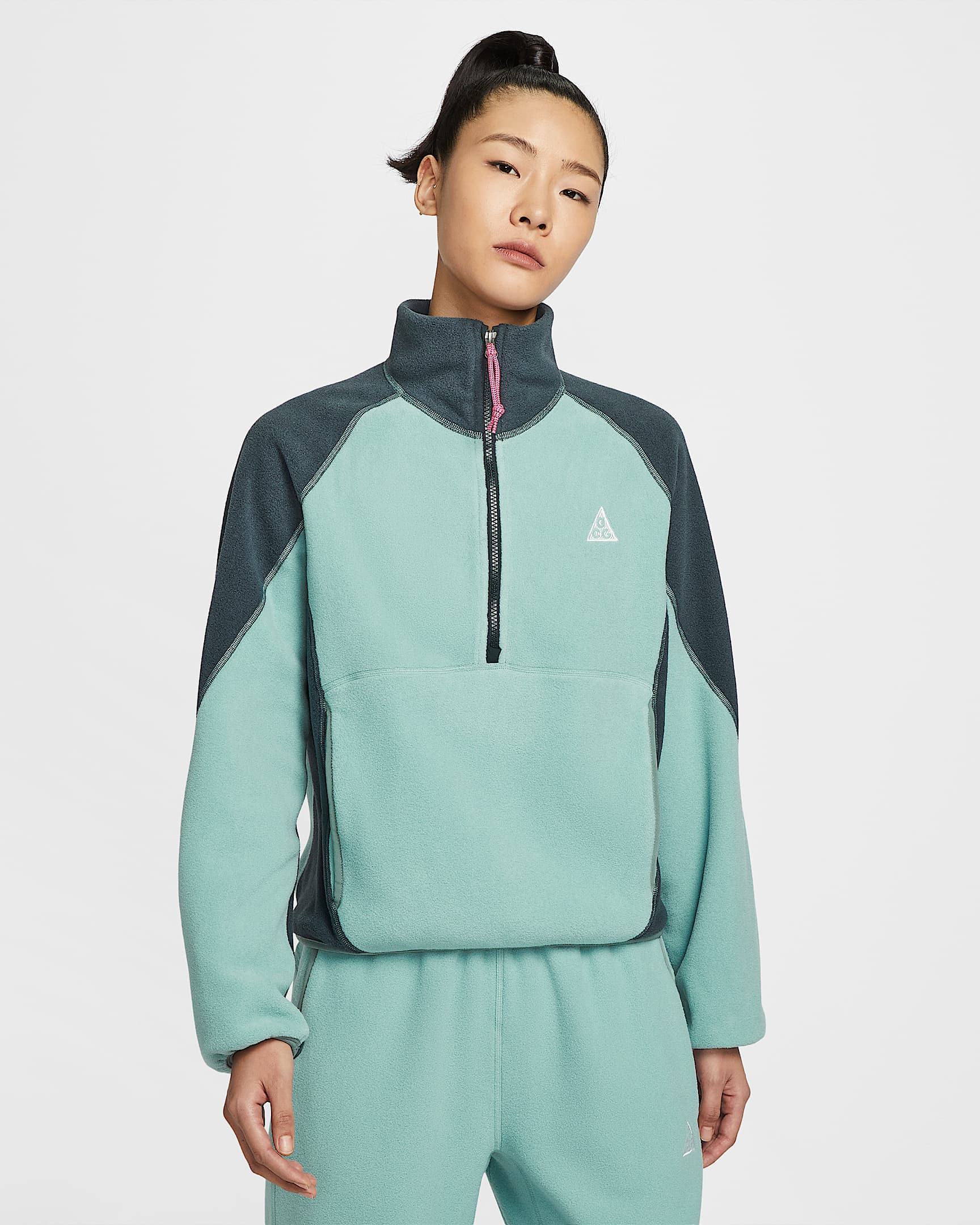 Nike ACG "Wolf Tree" 女子半长拉链开襟摇粒绒上衣 - 加农绿/海藻绿/土绿/山峰白
