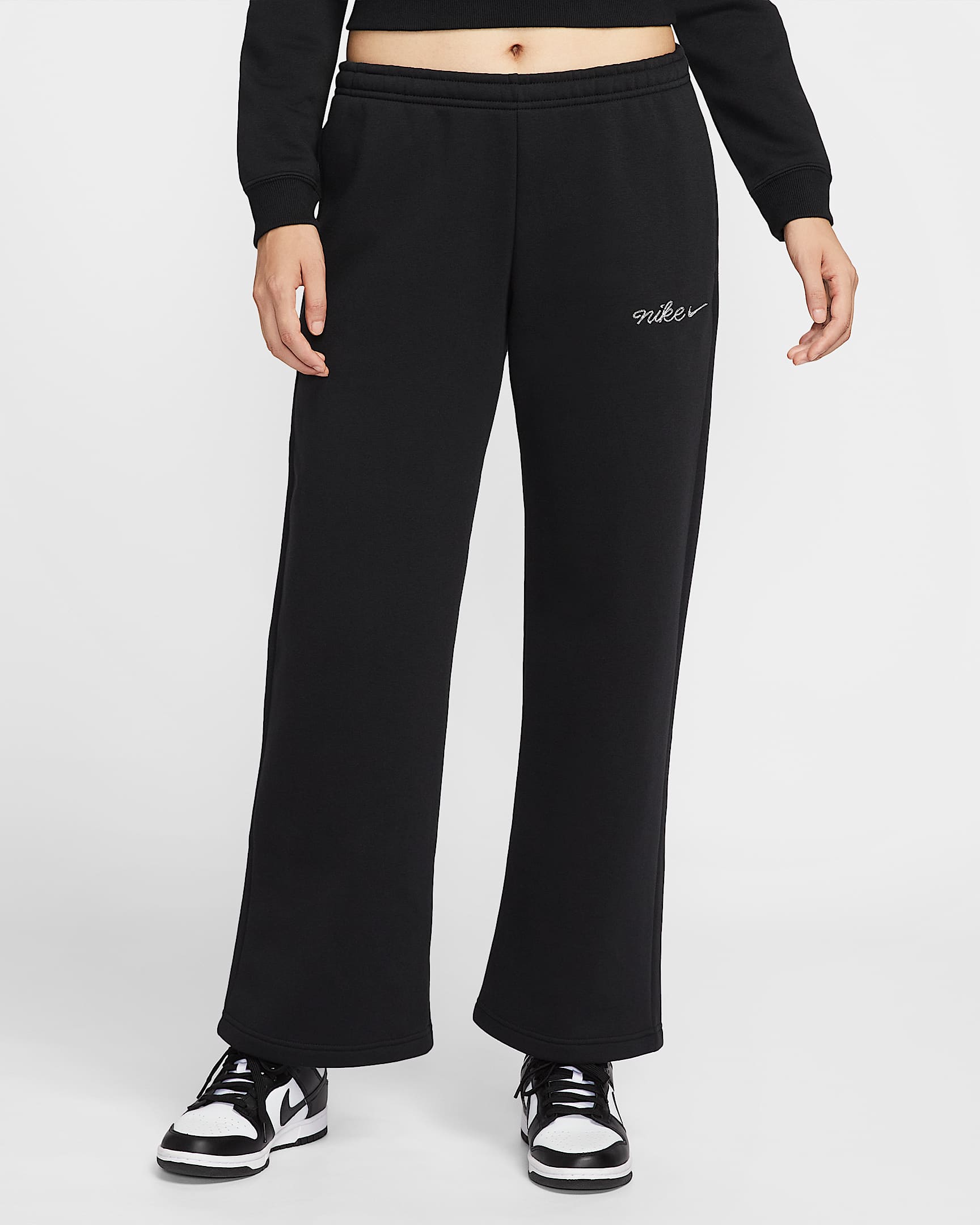 Nike Sportswear Phoenix Fleece 女子加绒直筒运动裤 - 黑