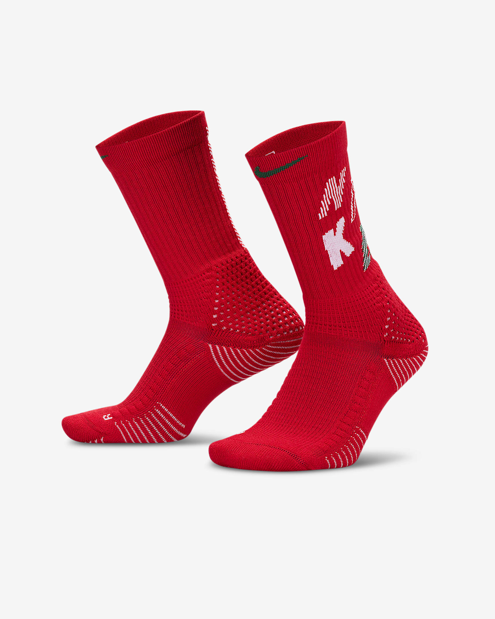 Nike Elite 2.0 X-MAS 速干舒适中筒运动袜(1 双) - 健身红/大学红/白色/峡谷绿