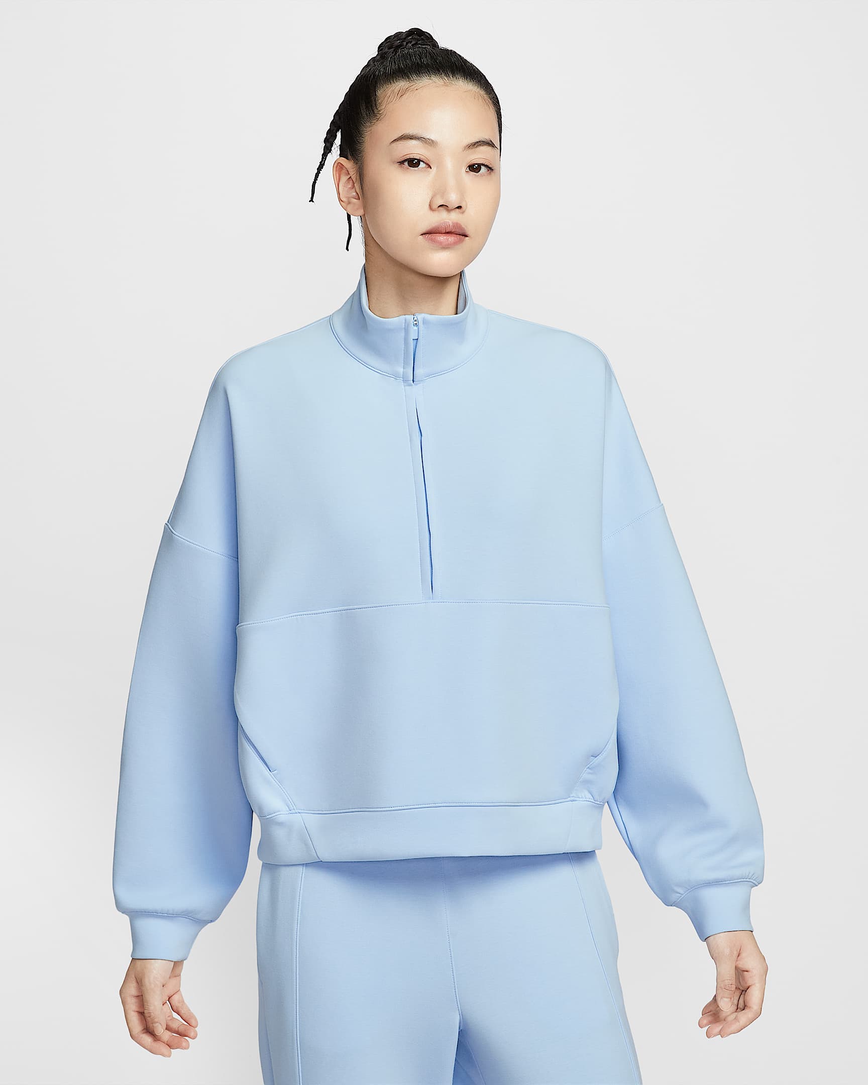 Nike 24.7 ImpossiblySoft Dri-FIT 女子 Oversize 风速干半长拉链开襟上衣 - 天青石蓝/心灵蓝