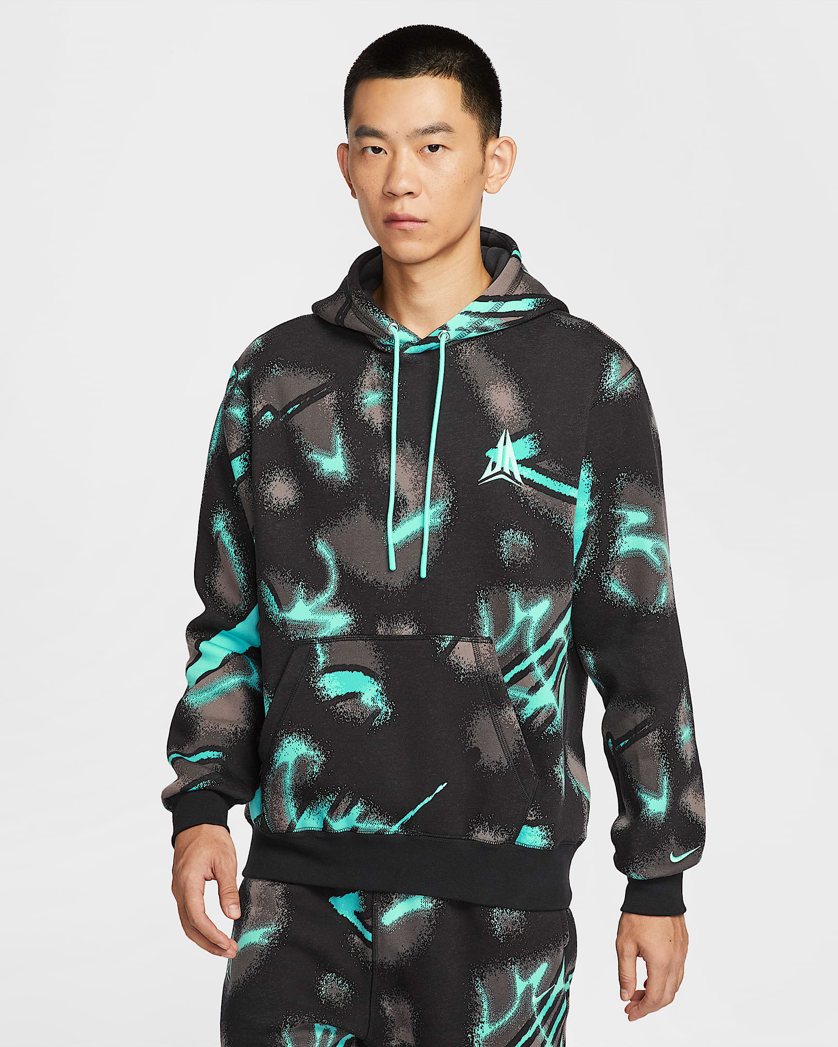 JA Club Fleece 莫兰特男子加绒套头连帽衫 - 漂白宝石绿