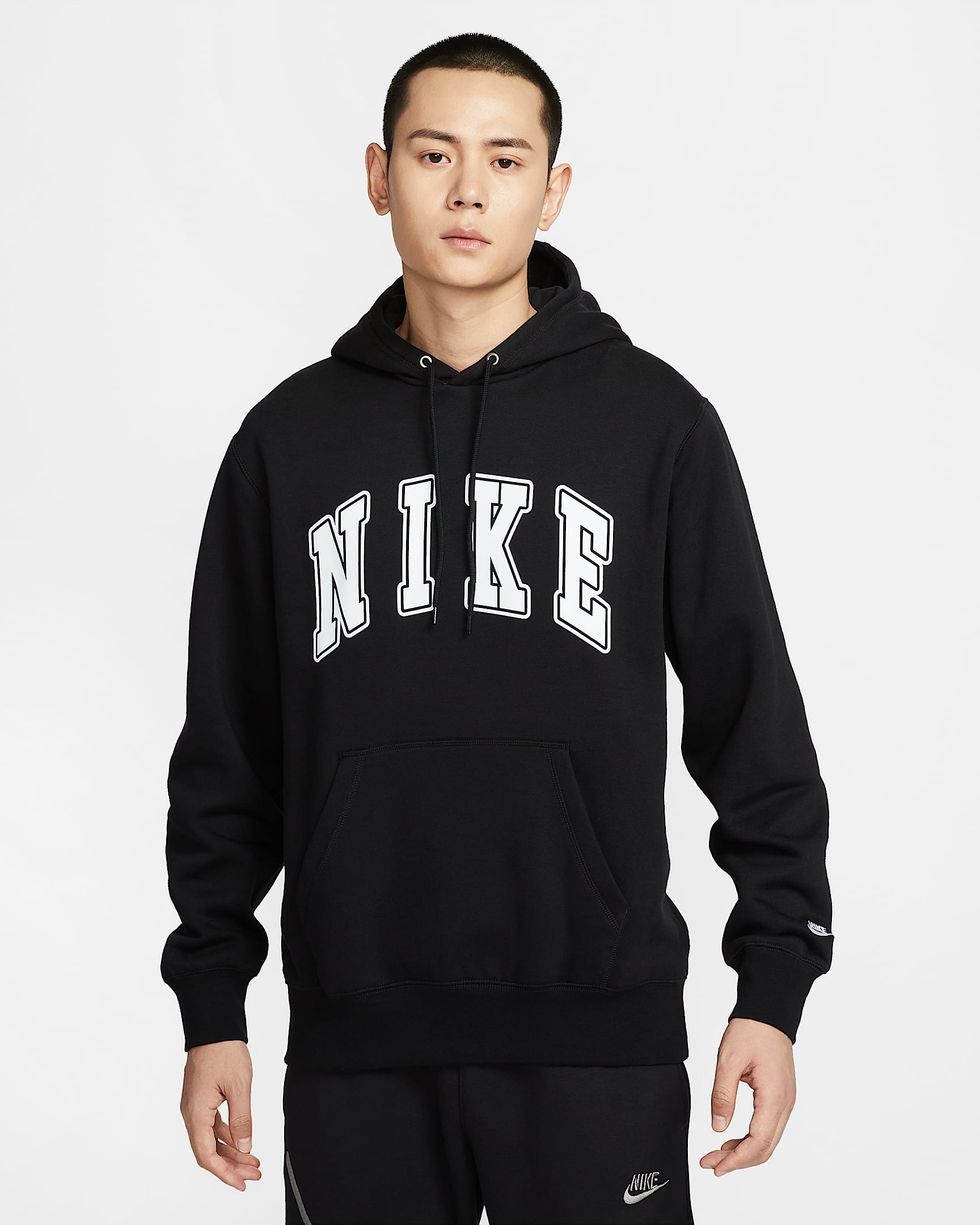 Nike Sportswear Club 男子加绒连帽衫 - 黑/白色