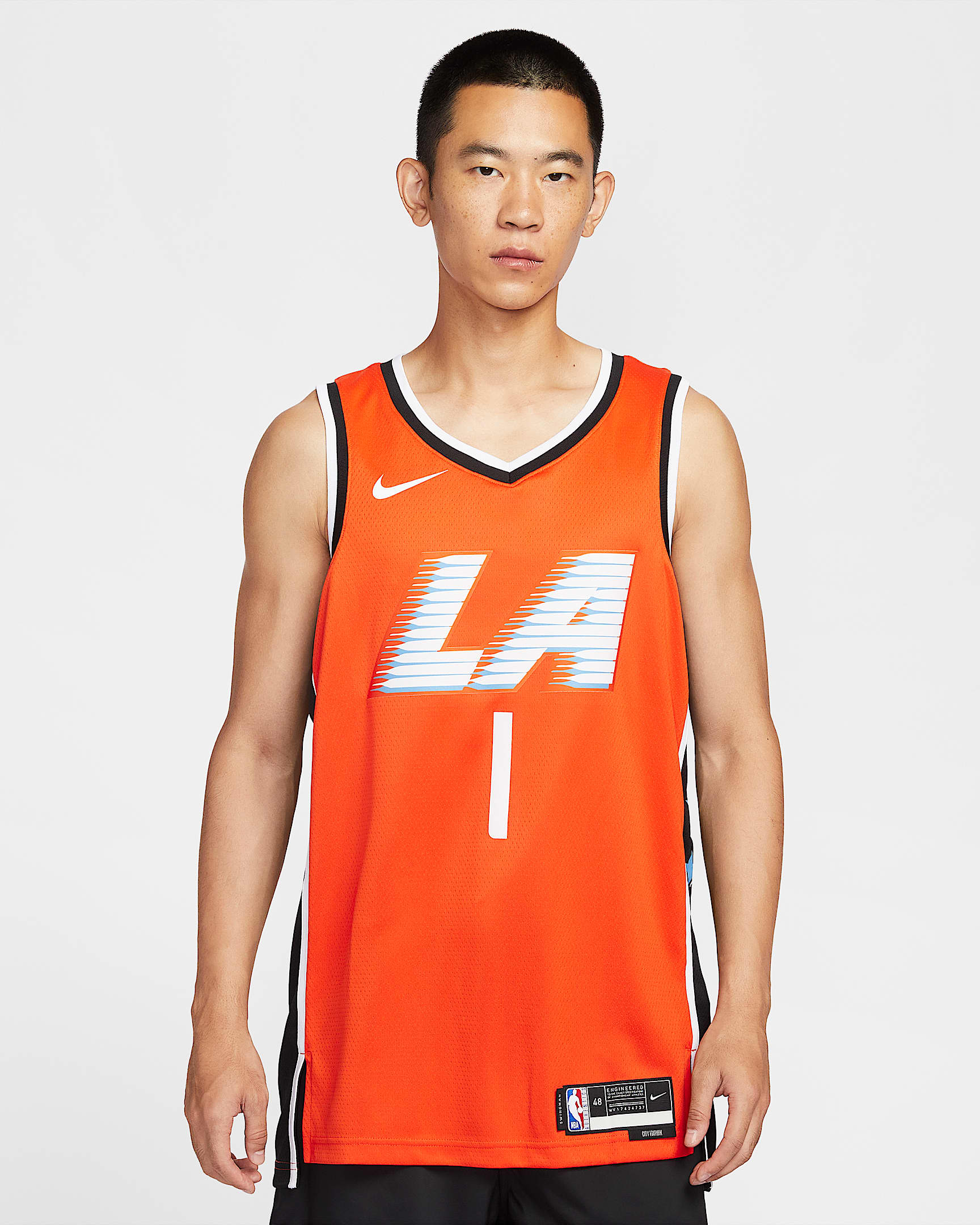 洛杉矶快船队詹姆斯·哈登 (James Harden) City Edition Nike NBA Swingman Jersey 男子速干球衣 - 鲜橙色