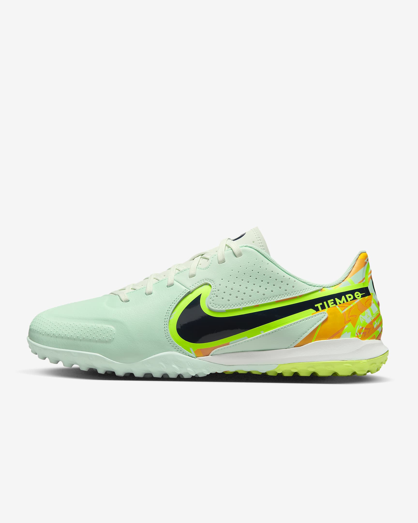 Nike Legend 9 Academy TF 男/女人造场地足球鞋 - 泡沫薄荷绿/荷兰橙/黑蓝