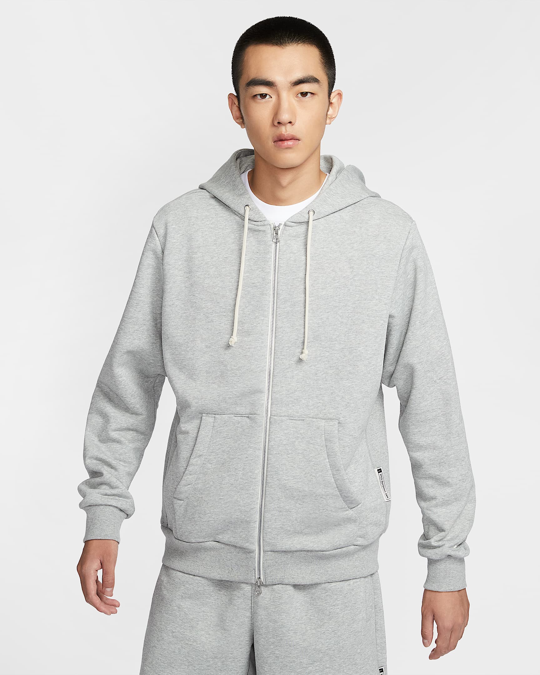 Nike Standard Issue Dri-FIT 男子速干全长拉链开襟篮球连帽衫 - 调色暗灰/淡象牙白
