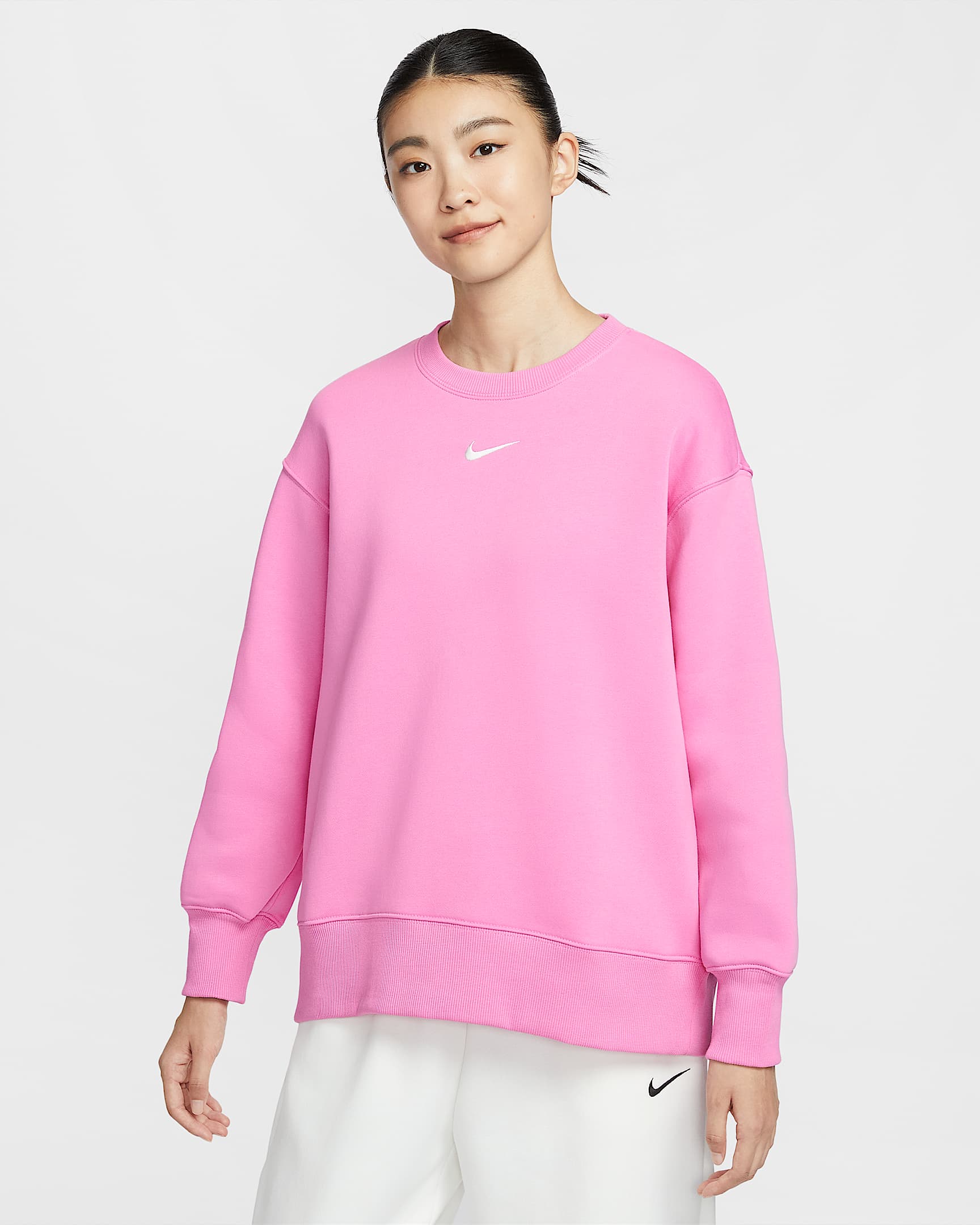 Nike Sportswear Phoenix Fleece 女子 Oversize 风加绒圆领运动衫 - 俏皮粉/帆白