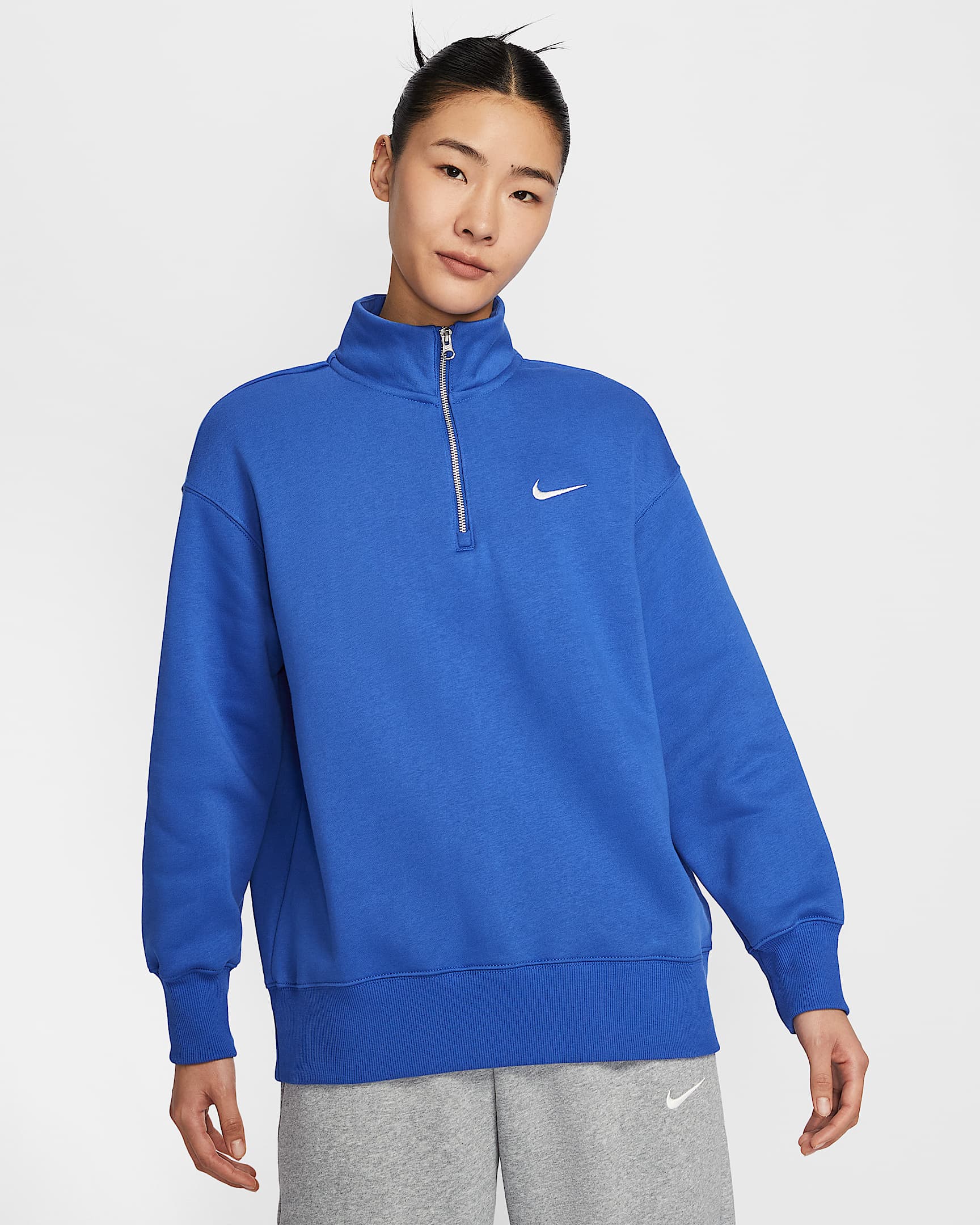 Nike Sportswear Phoenix Fleece 女子 Oversize 风加绒运动衫 - 游戏宝蓝/帆白