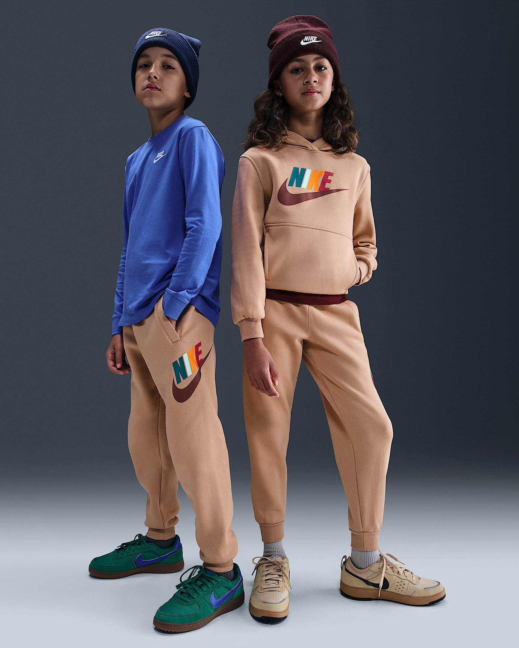 Nike Club Fleece 大童加绒长裤 - 麻黄