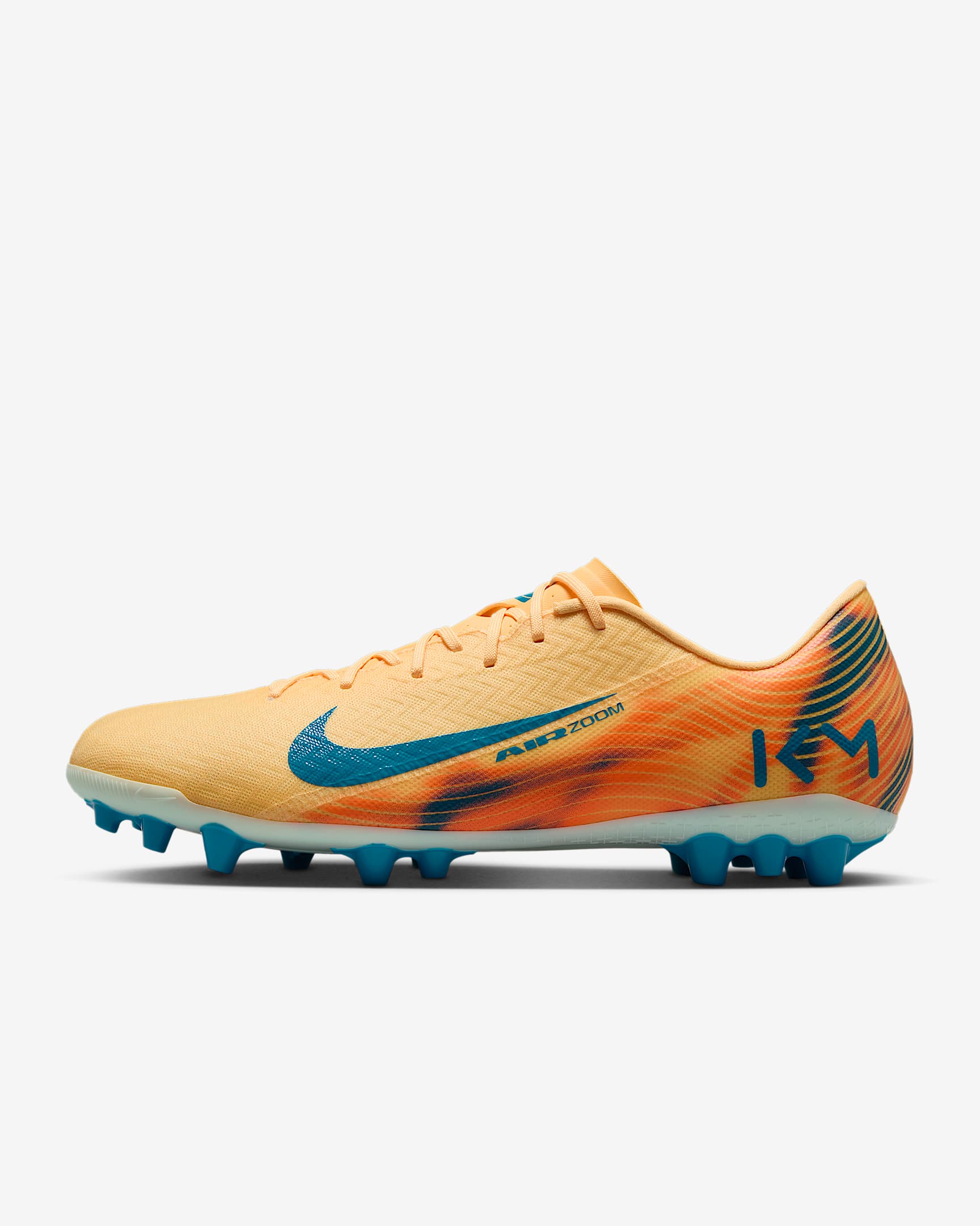 Nike Mercurial Vapor 16 Academy "Kylian Mbappé" 耐克刺客系列男/女人造草地足球鞋 - 浅甜瓜橙/伊格鲁蓝/孔雀蓝
