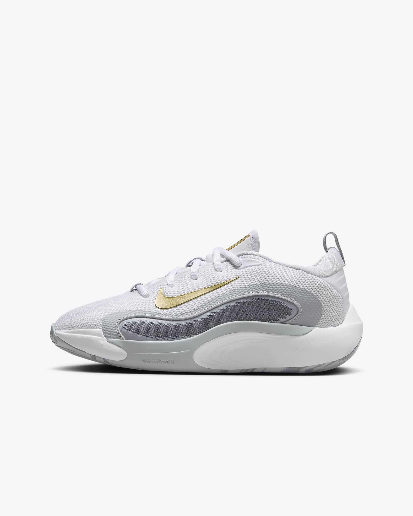 Nike IsoFly 大童篮球鞋 - 白色/冷灰/狼灰/金属耀眼金