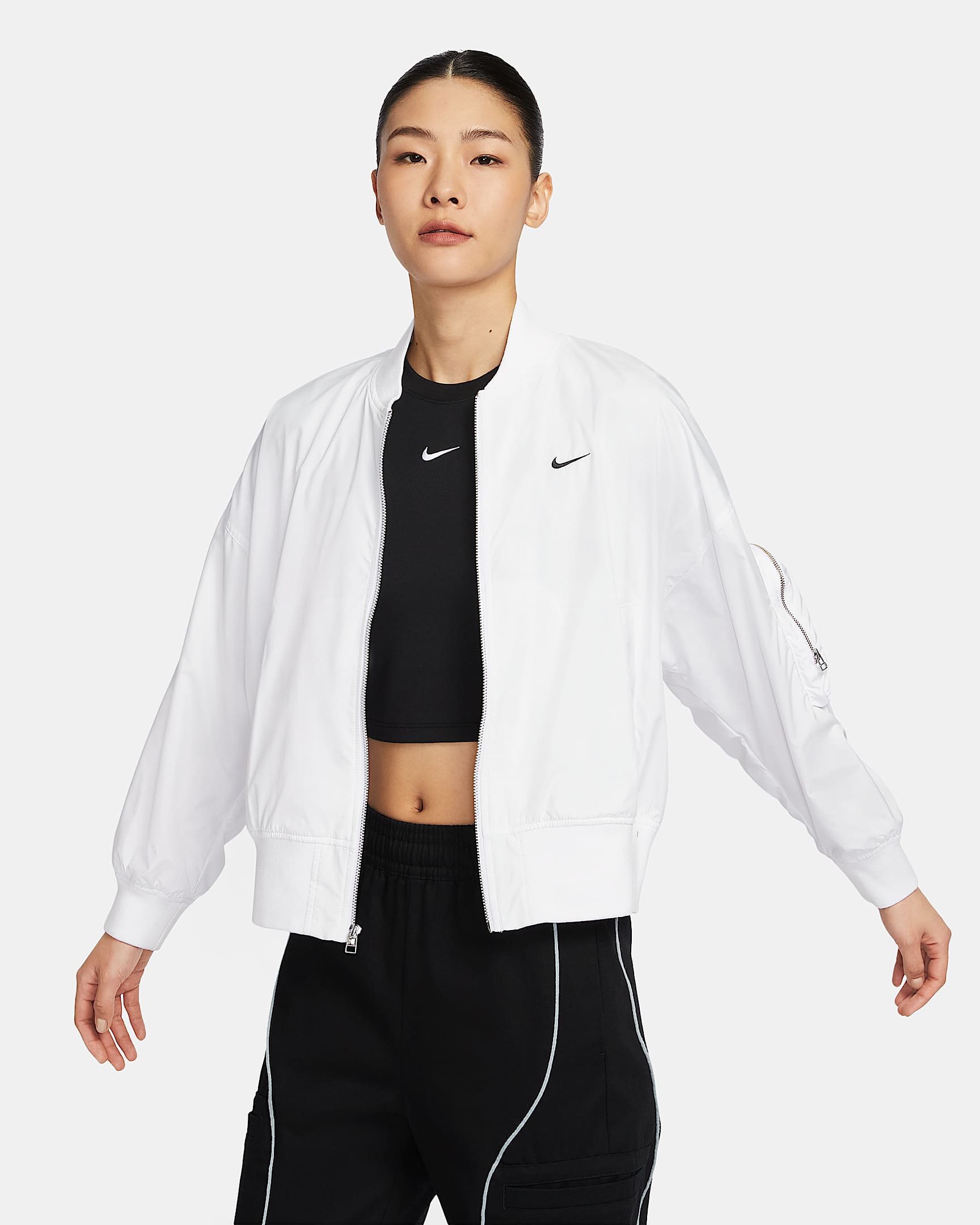 Nike Sportswear Essential 女子 Oversize 风防晒夹克 - 白色/黑