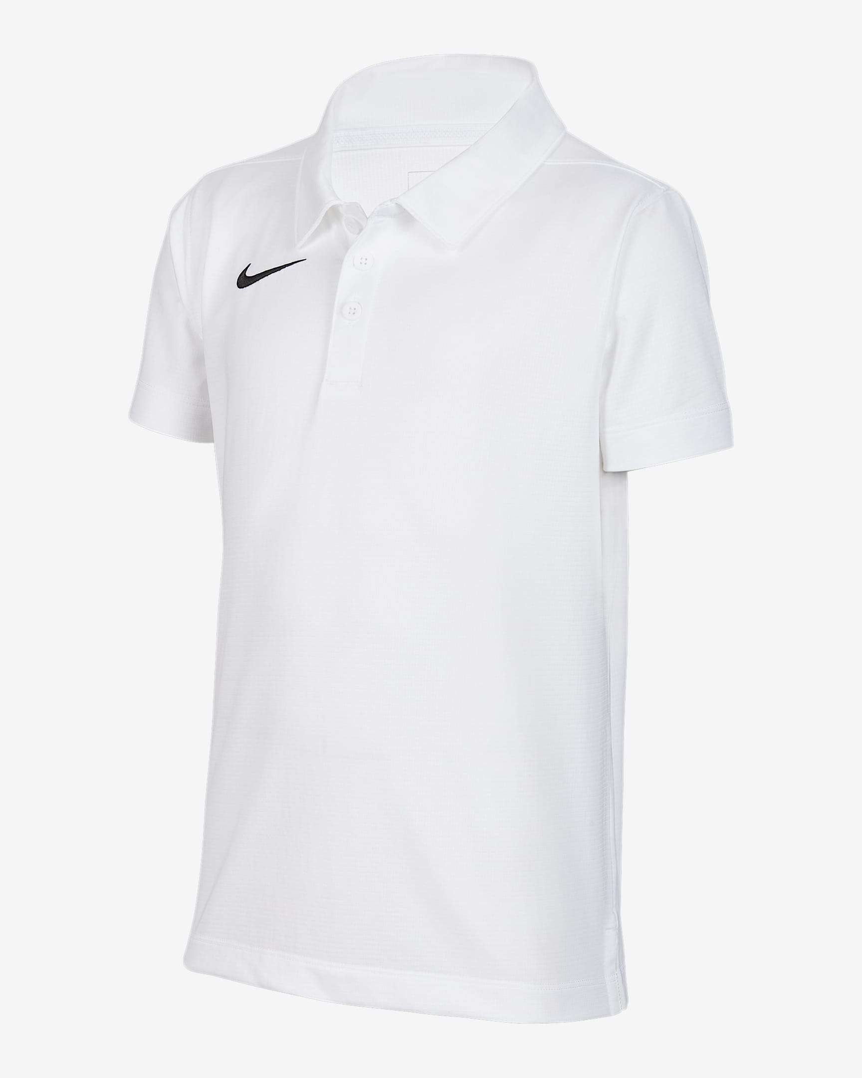 Nike Dri-FIT Stock 大童（男孩）速干翻领T恤 - 白色
