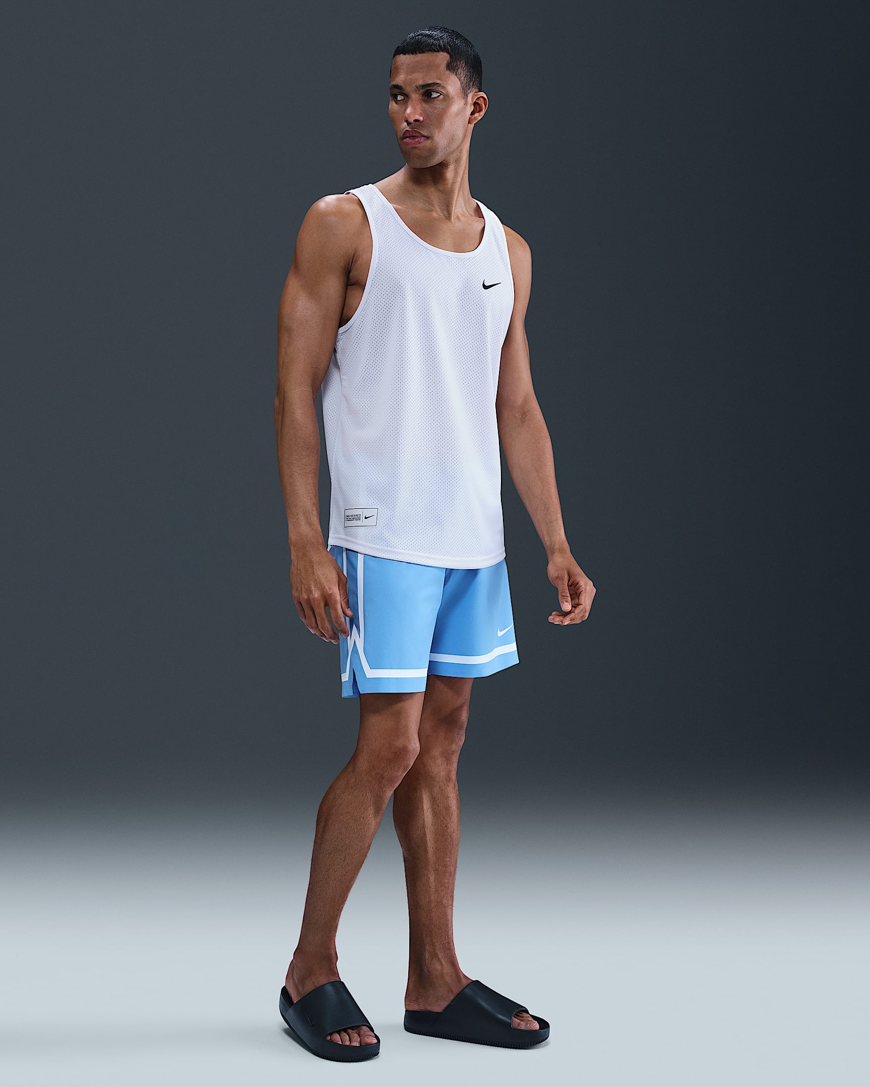 Nike Swim 男子网眼布背心 - 白色/黑