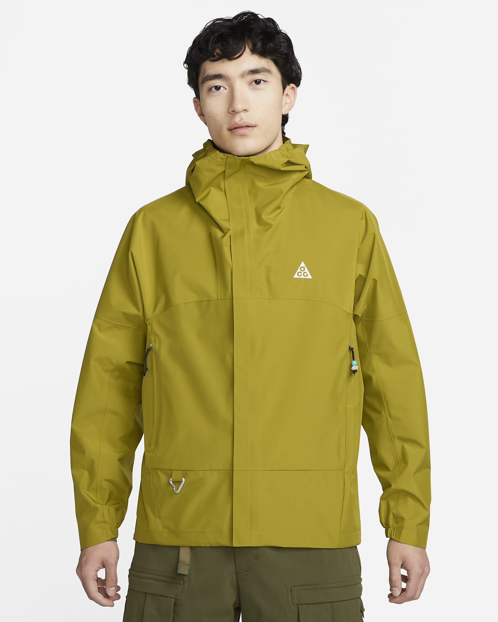 Nike ACG Storm-FIT "Cascade Rains" 男子防风拒水全长拉链开襟夹克 - 苔藓色/山峰白