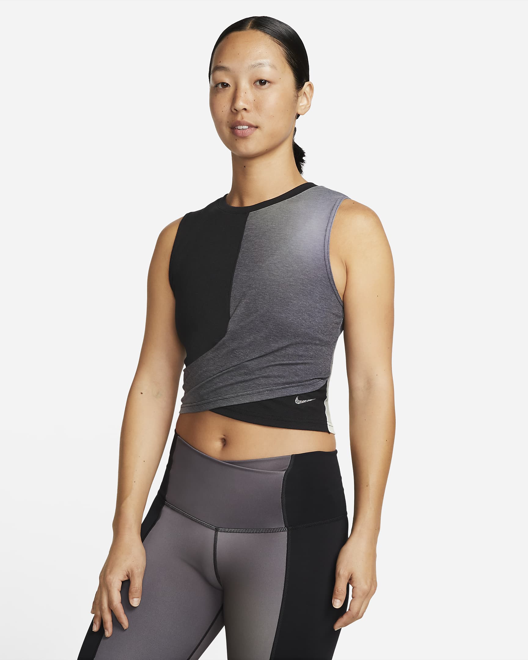 Nike Yoga Dri-FIT 女子印花背心 - 灰黑/黑