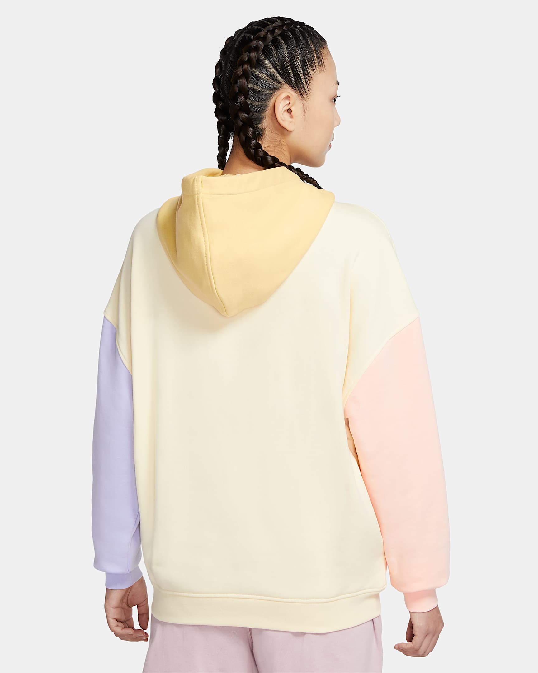 Nike Sportswear 女子套头连帽衫 - 椰奶色/氧气紫/水洗珊瑚红