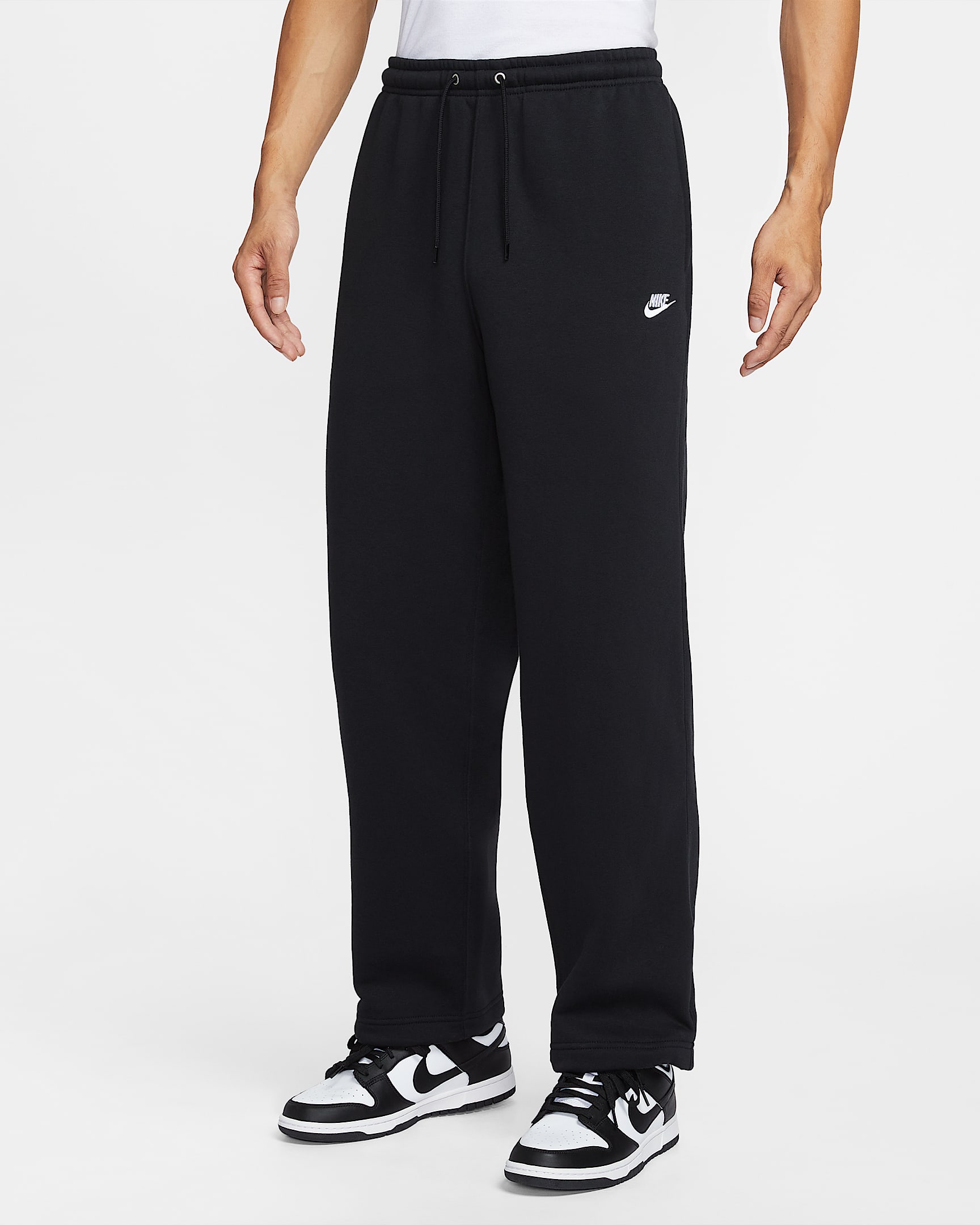 Nike Sportswear Club 男子加绒长裤 - 黑/黑/白色