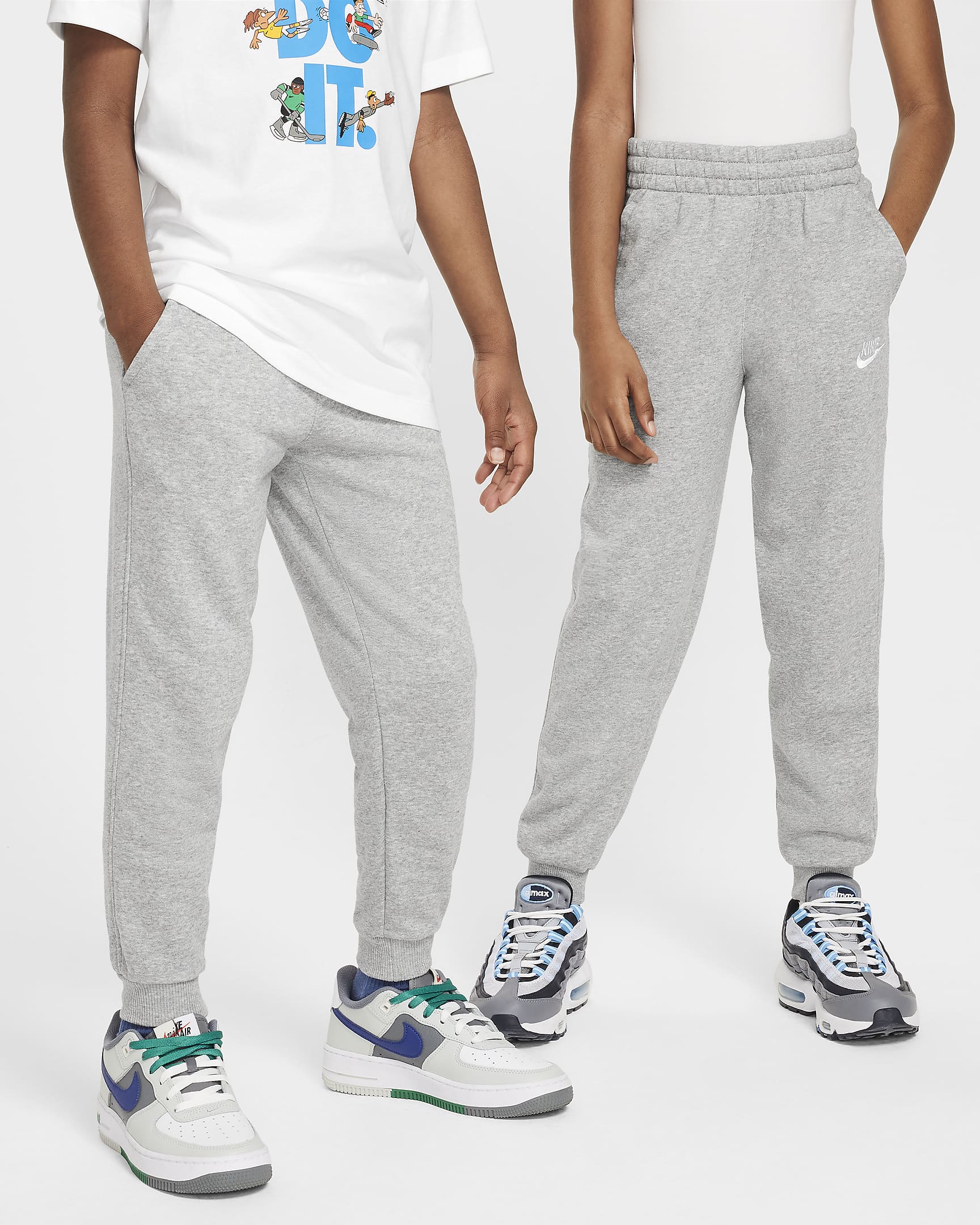 Nike Club Fleece 大童针织长裤 - 调色暗灰/基调灰/白色