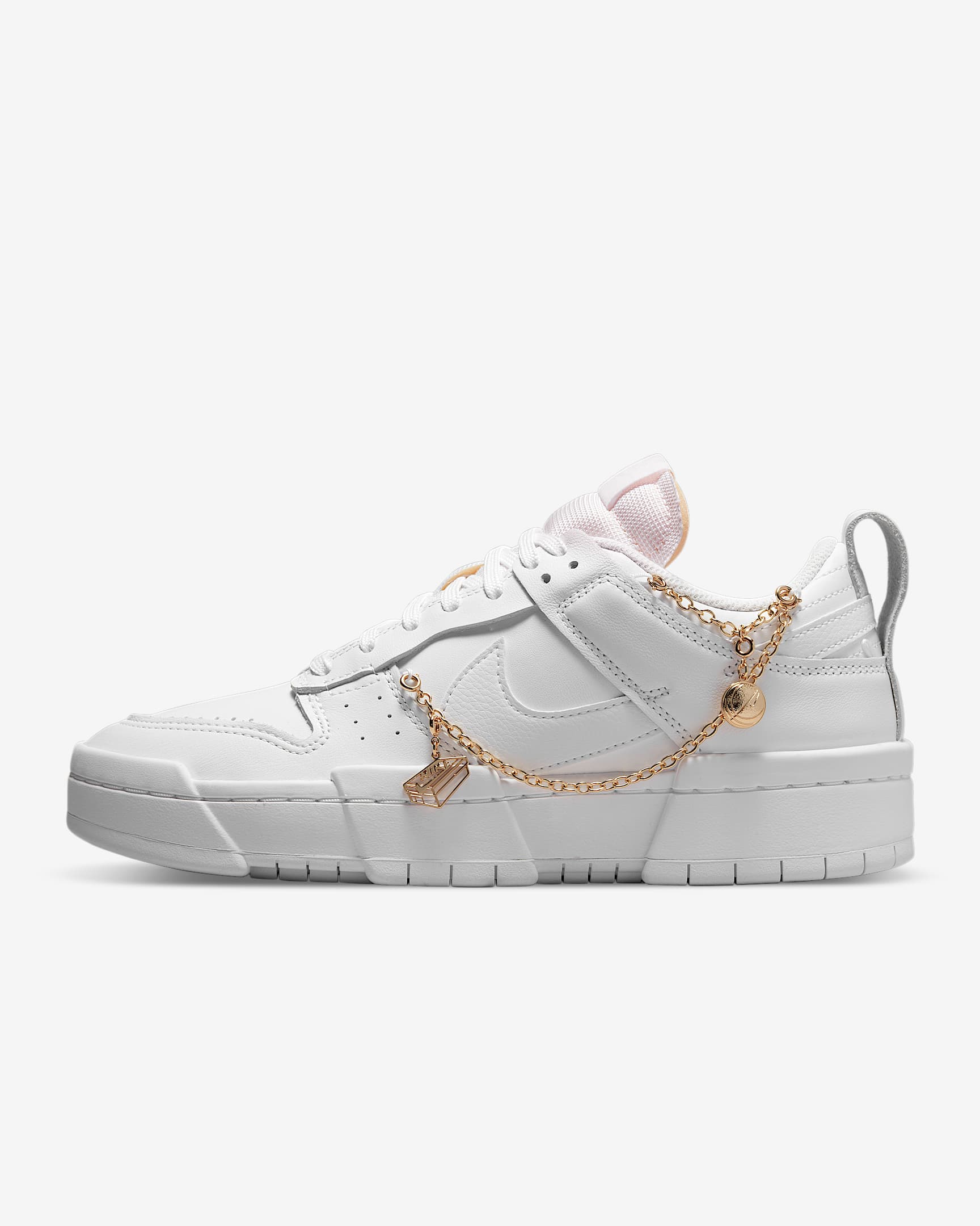 Nike Dunk Low Disrupt 女子运动鞋 - 白色/白色/金属色/白色
