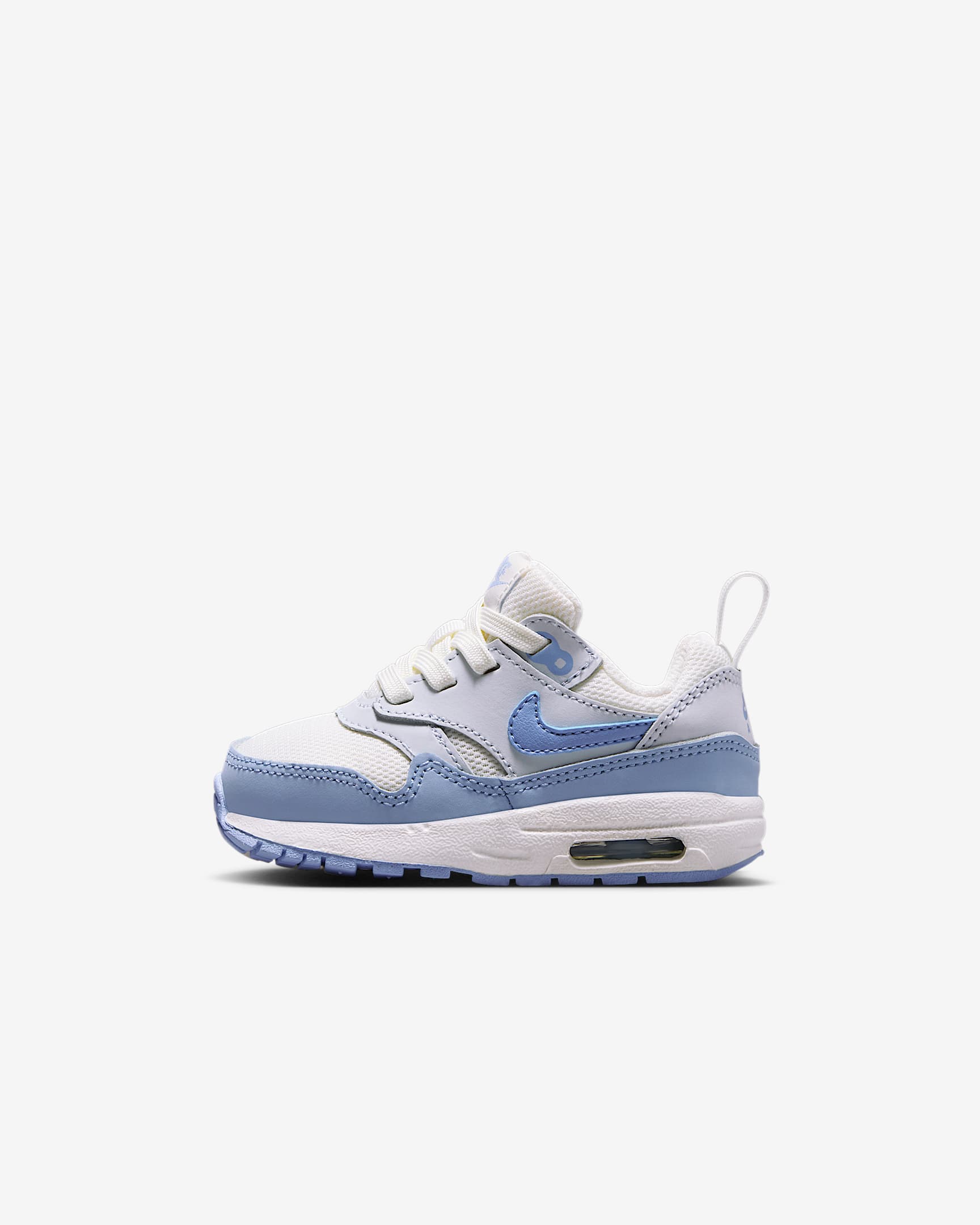 Air Max 1 EasyOn 婴童魔术贴易穿脱运动鞋 - 帆白/紫蓝/心灵蓝