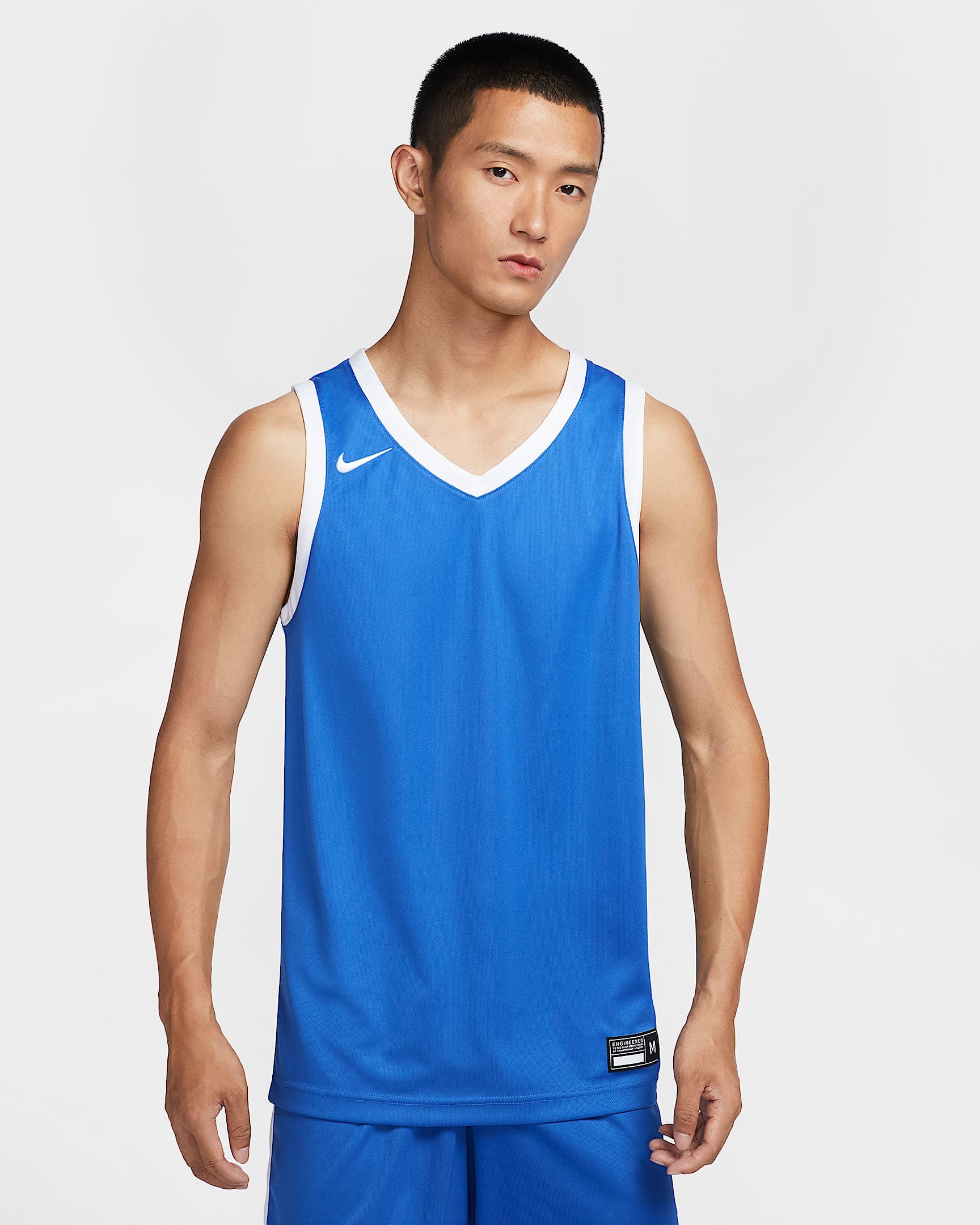 Nike Dri-FIT Stock Crossover 男子速干球衣 - 宝蓝/白色/白色