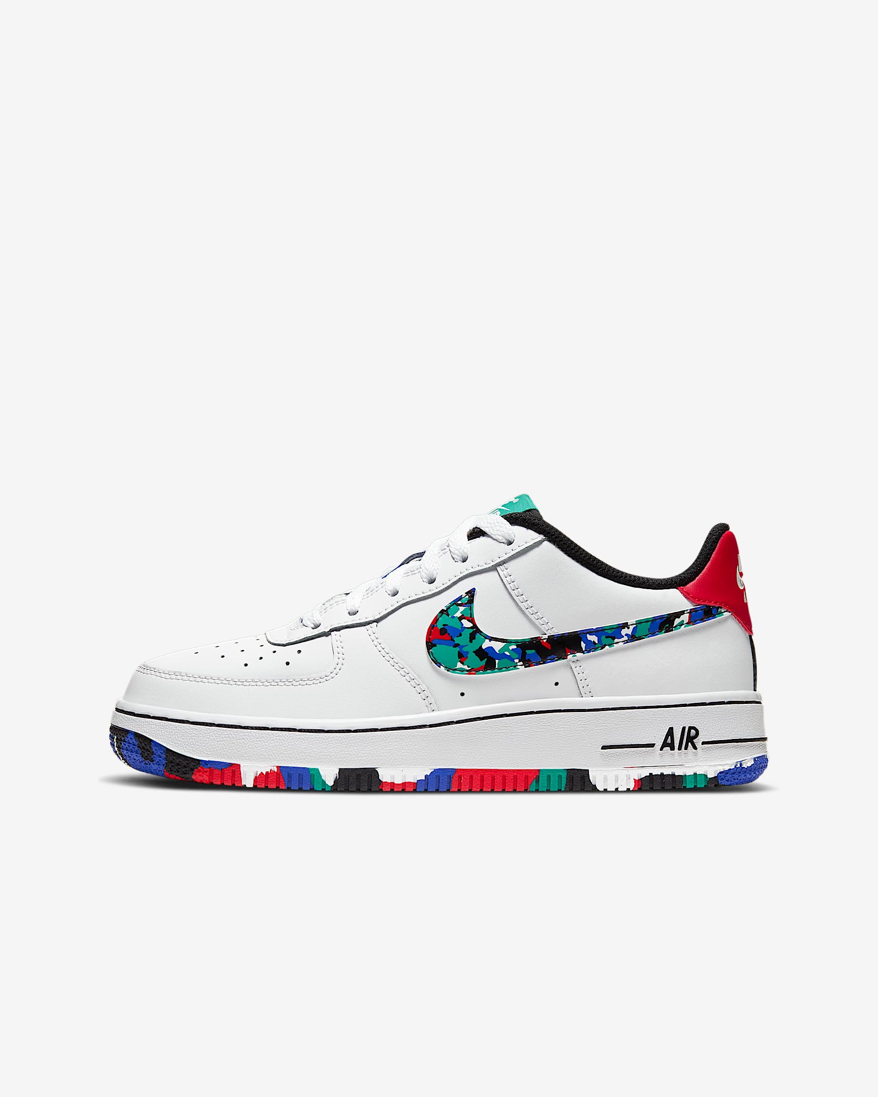 Nike Air Force 1 (GS) 大童运动童鞋 - 白色/超蓝/海神绿/多色