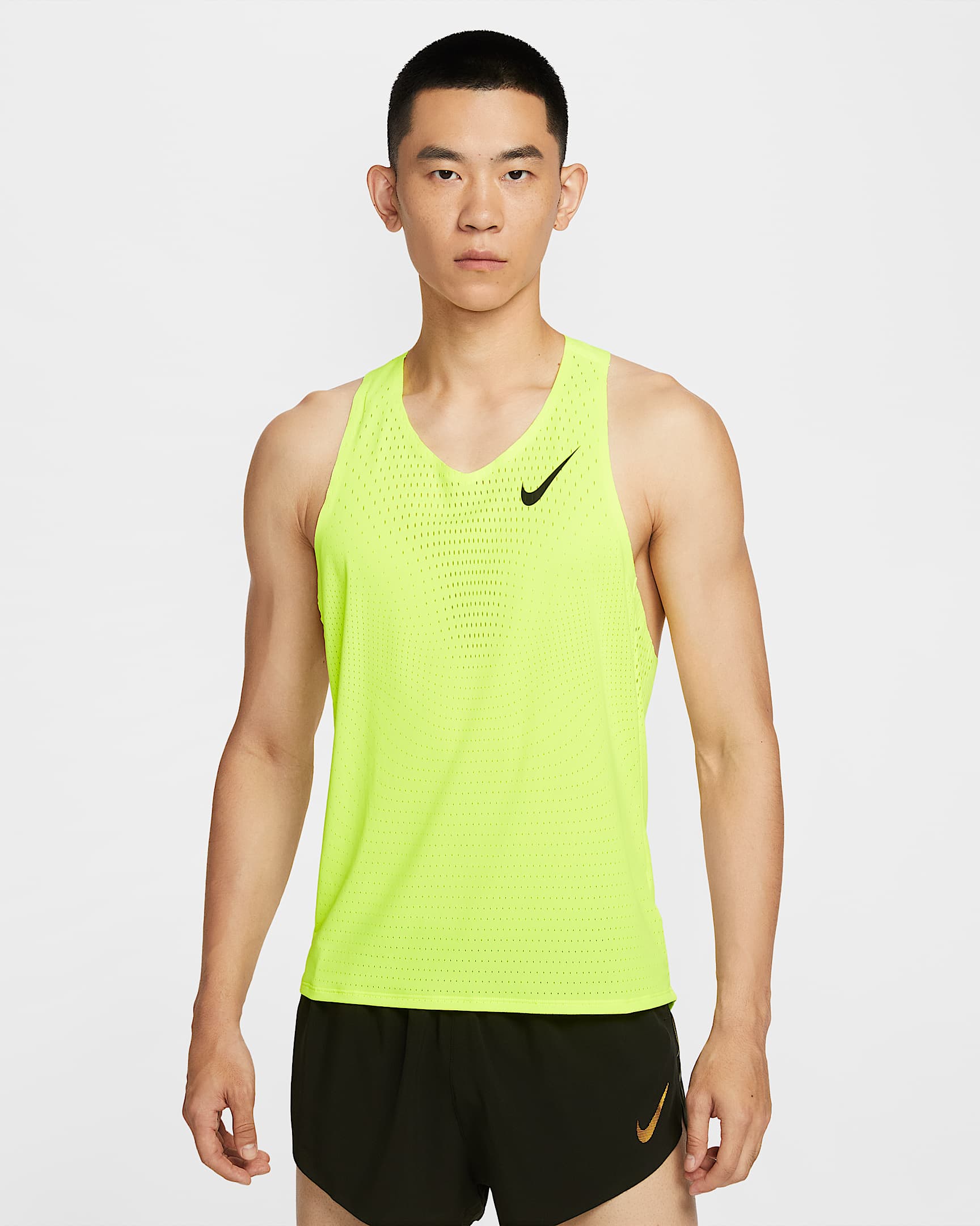 Nike AeroSwift Dri-FIT ADV 男子速干跑步背心 - 荧光黄/黑