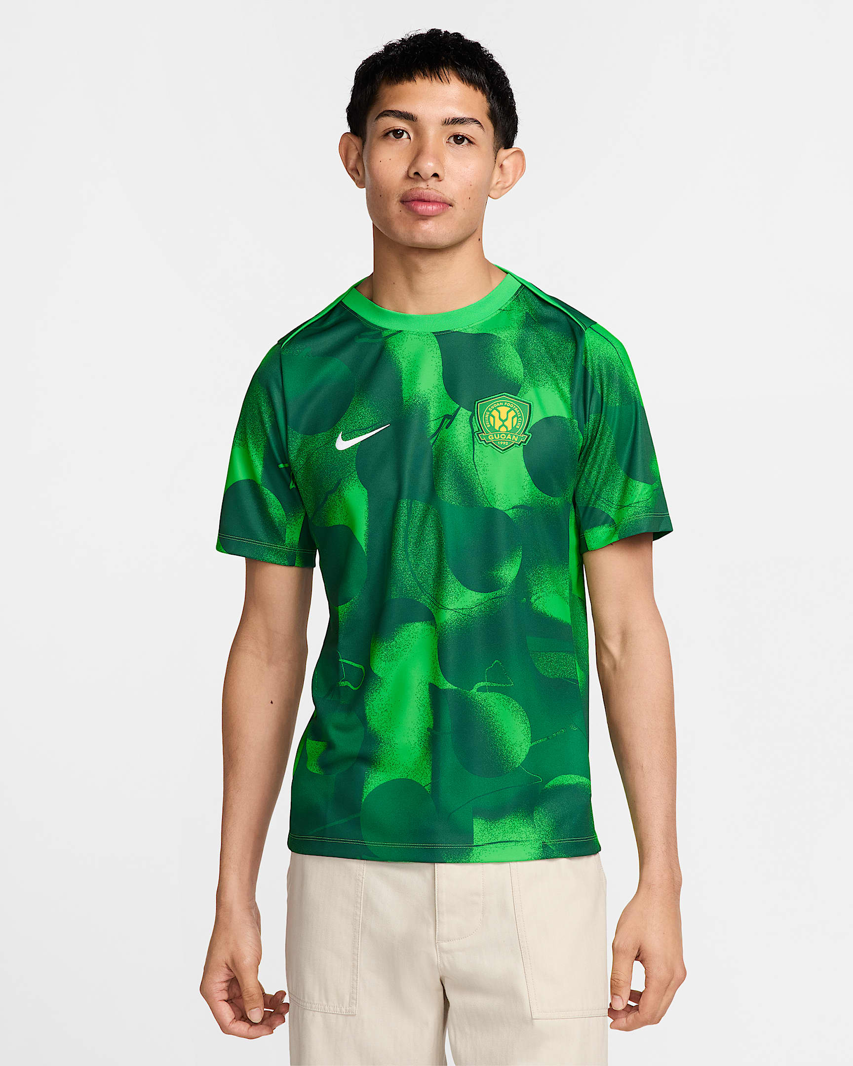2025 赛季北京国安 Academy Pro Nike Dri-FIT 男子速干足球短袖上衣 - 松绿/峡谷绿/白色