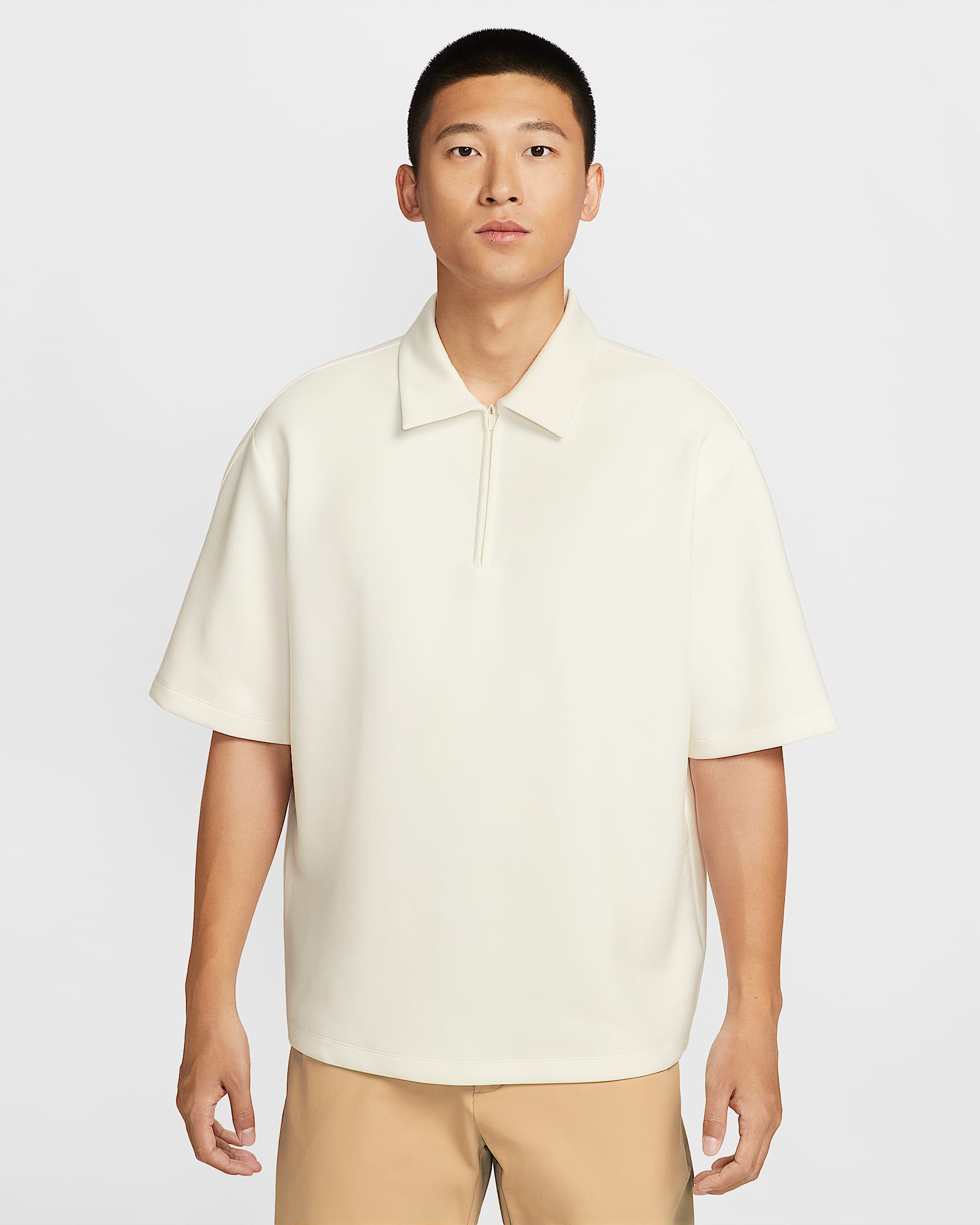 Nike 24.7 ImpossiblySoft Dri-FIT 男子速干翻领T恤 - 帆白/浅骨色