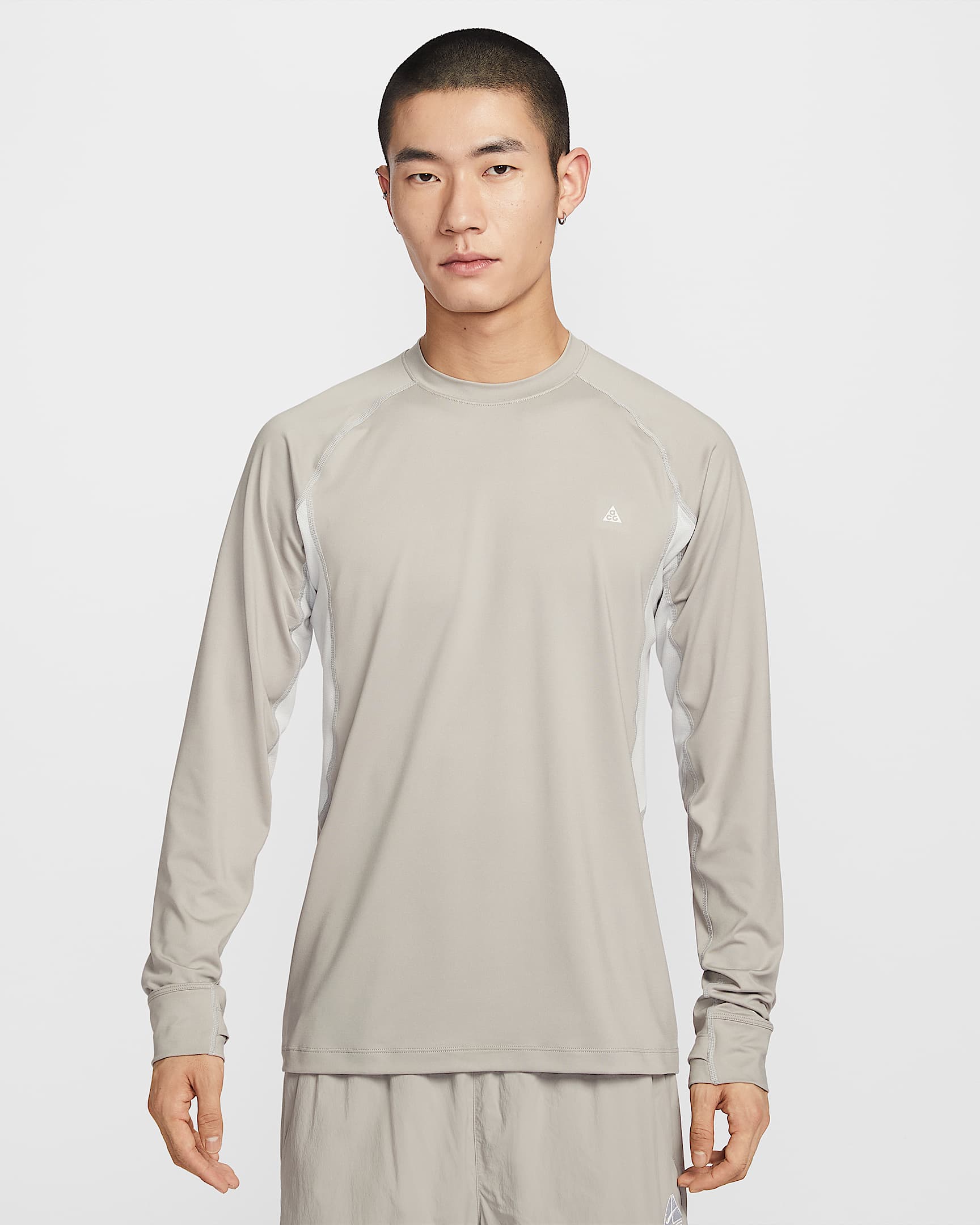 Nike ACG Dri-FIT 男子速干长袖修身运动上衣 - 大学灰/尘光子色/雾灰/山峰白