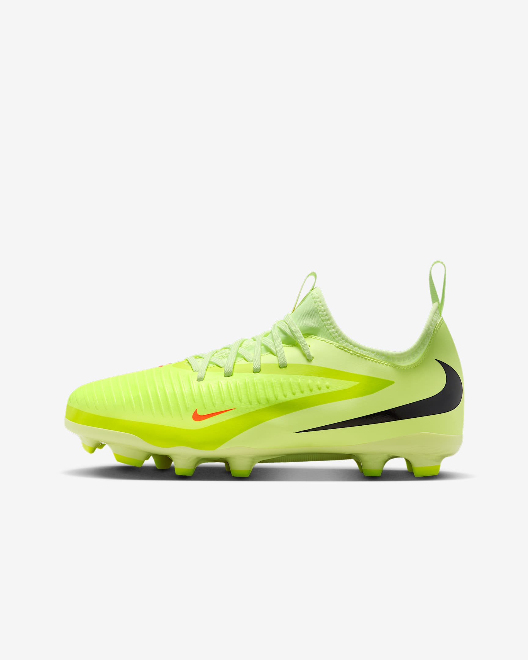 Nike Jr. Phantom 6 Low Academy 耐克暗煞系列大童 MG 多种场地低帮足球鞋 - 橙红/亮石灰色/黑
