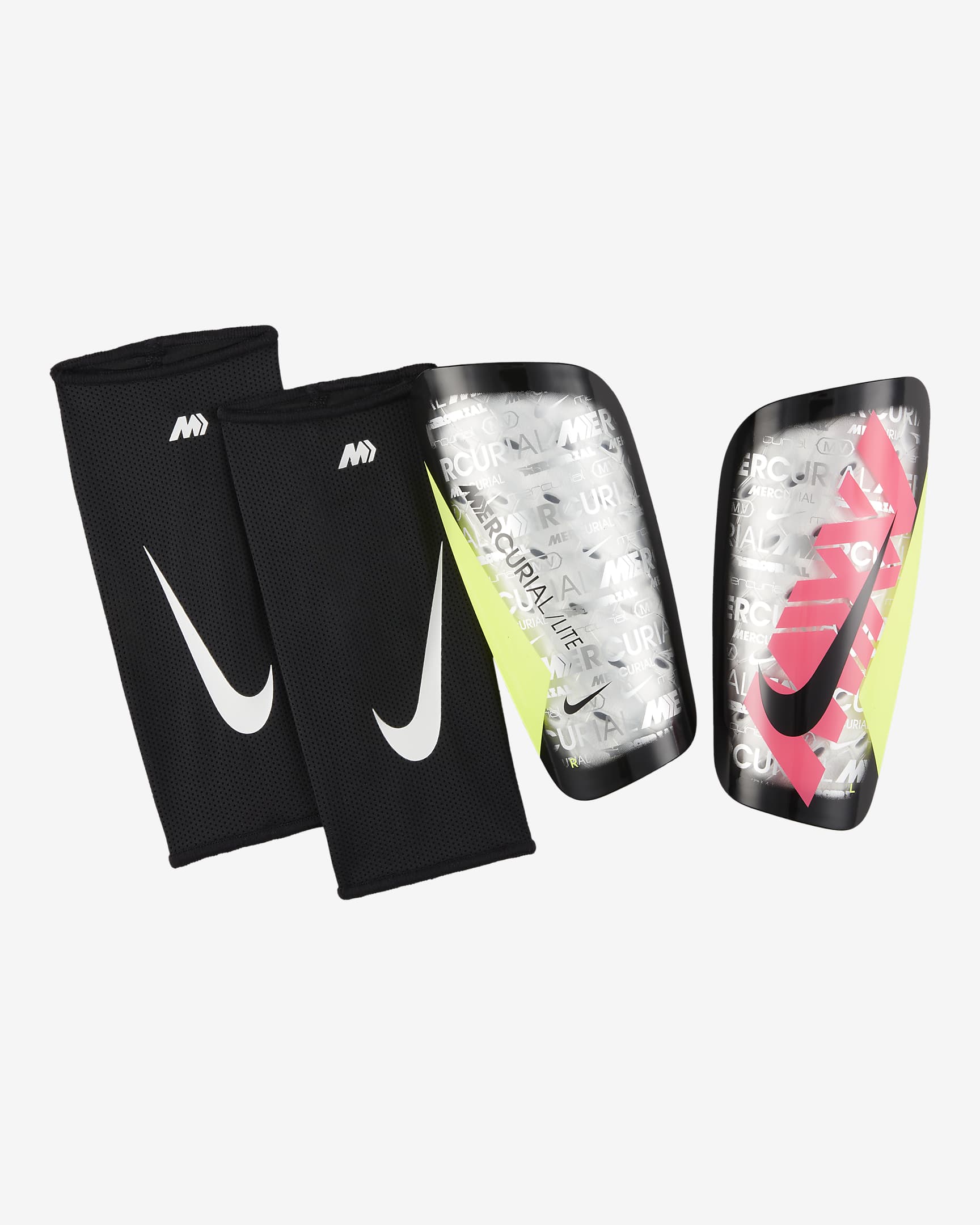 Nike Mercurial Lite 25 耐克刺客系列足球护腿板（1 对） - 清透色/透明粉/荧光黄/黑
