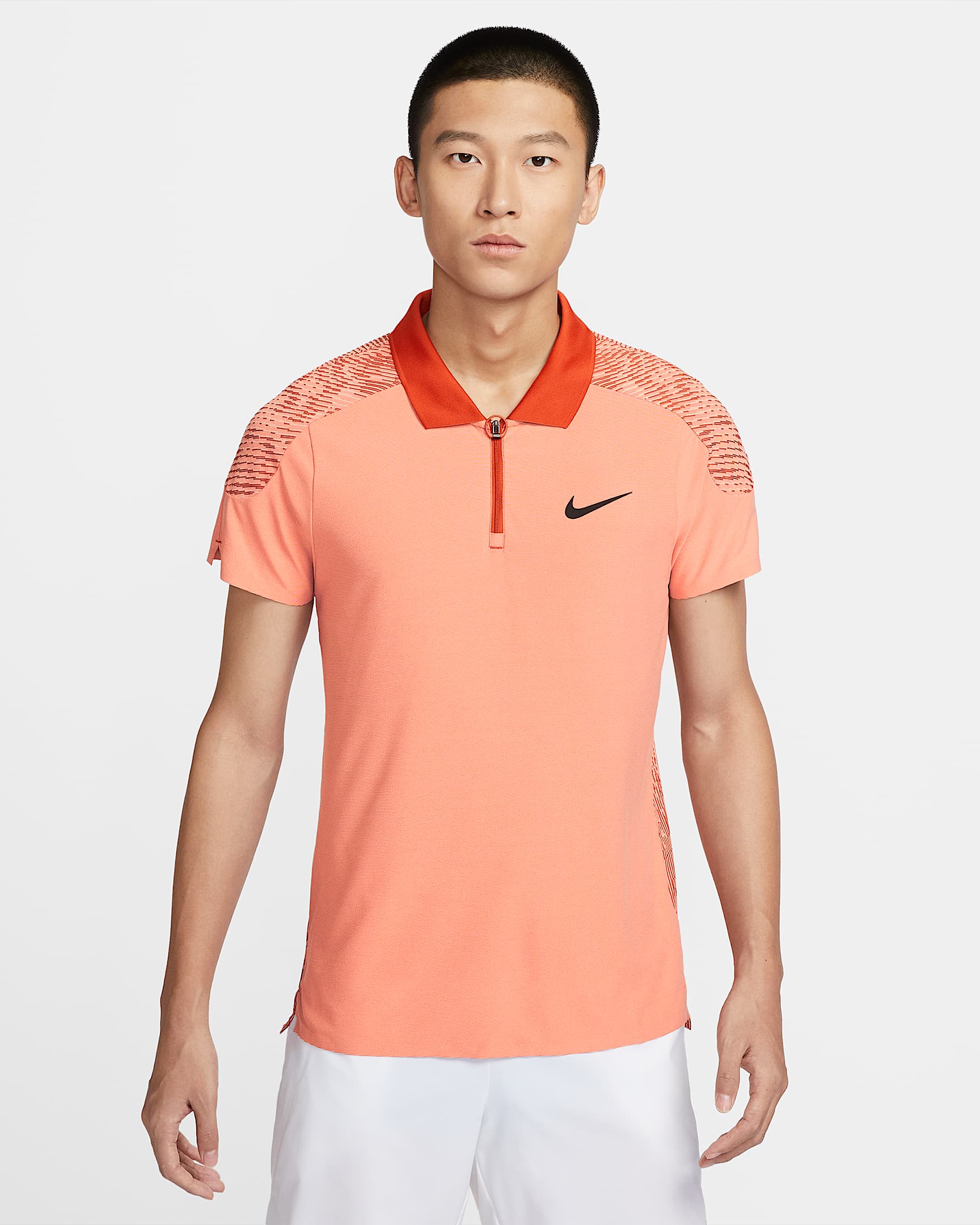 Nike Slam Dri-FIT ADV 男子速干网球翻领T恤 - 石英粉/铁锈色/黑