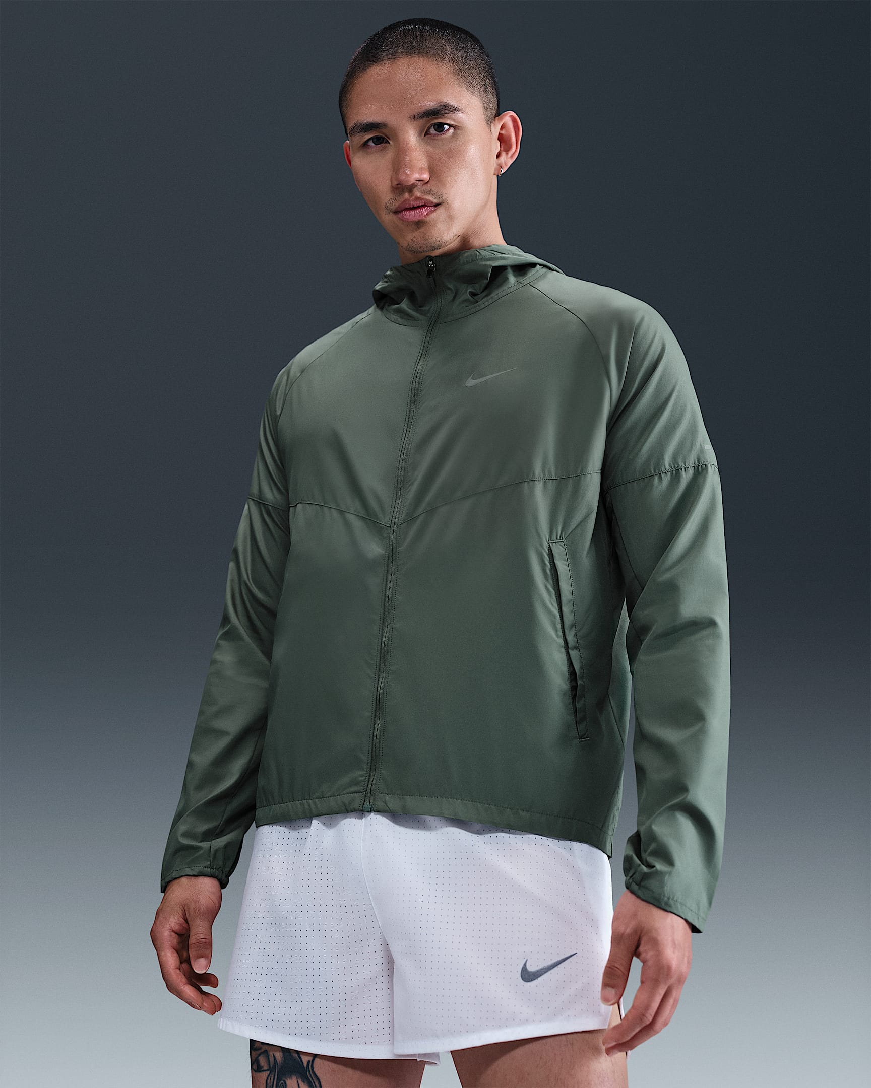 Nike Repel Miler 男子拒水跑步夹克 - 土绿/土绿