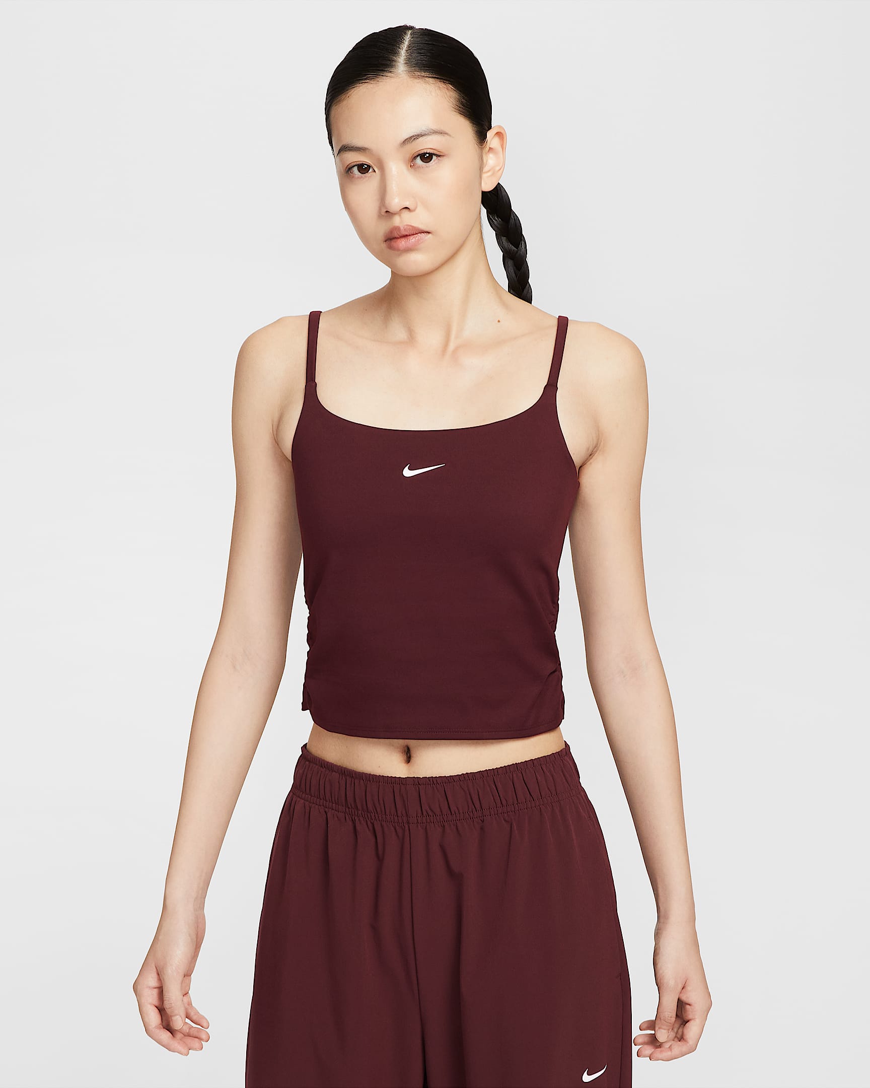 Nike One Dri-FIT 女子速干背心 - 鲜亮勃艮第酒红/白色