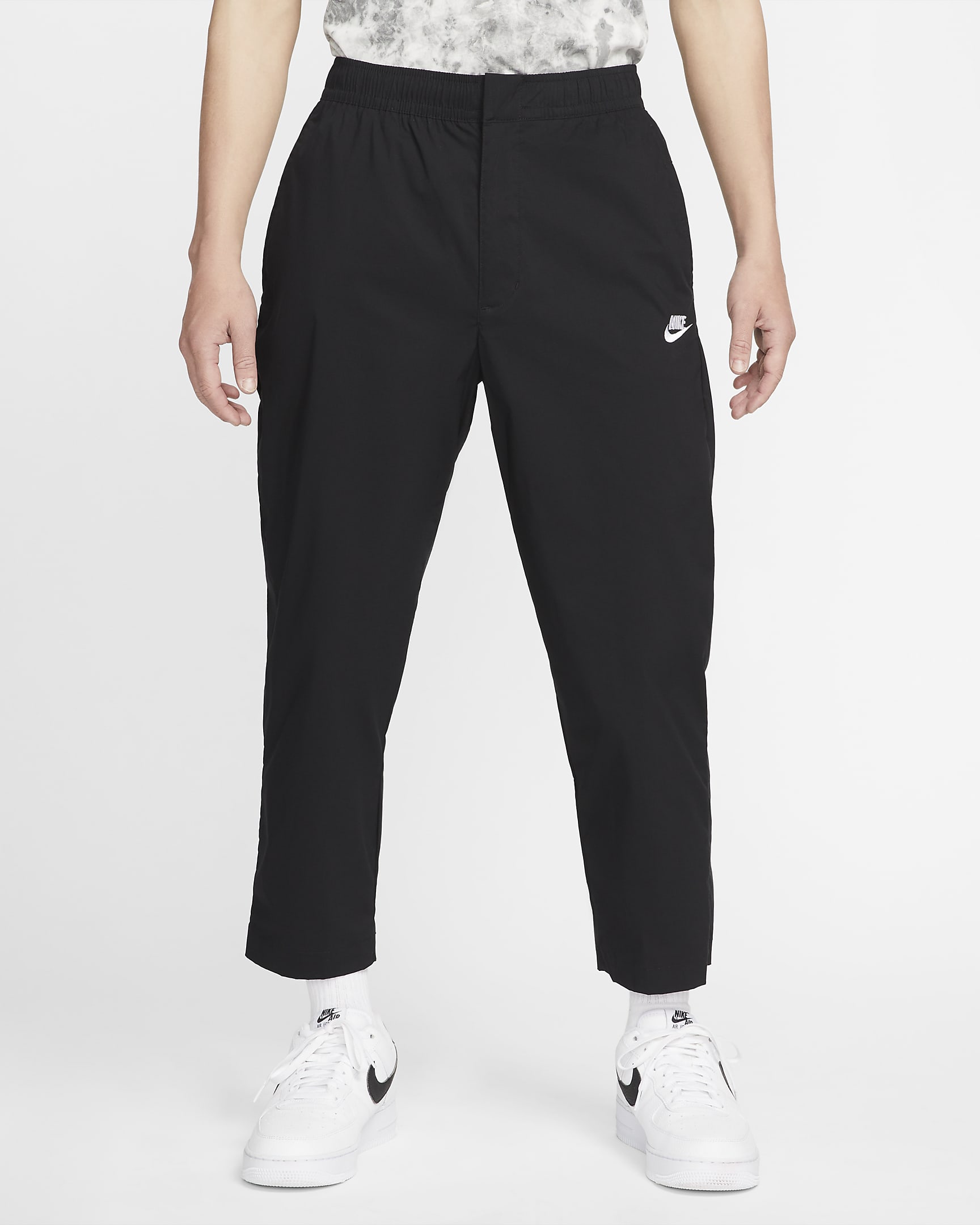 Nike Sportswear Sport Essentials 男子梭织无衬里运动长裤休闲 - 黑/白色