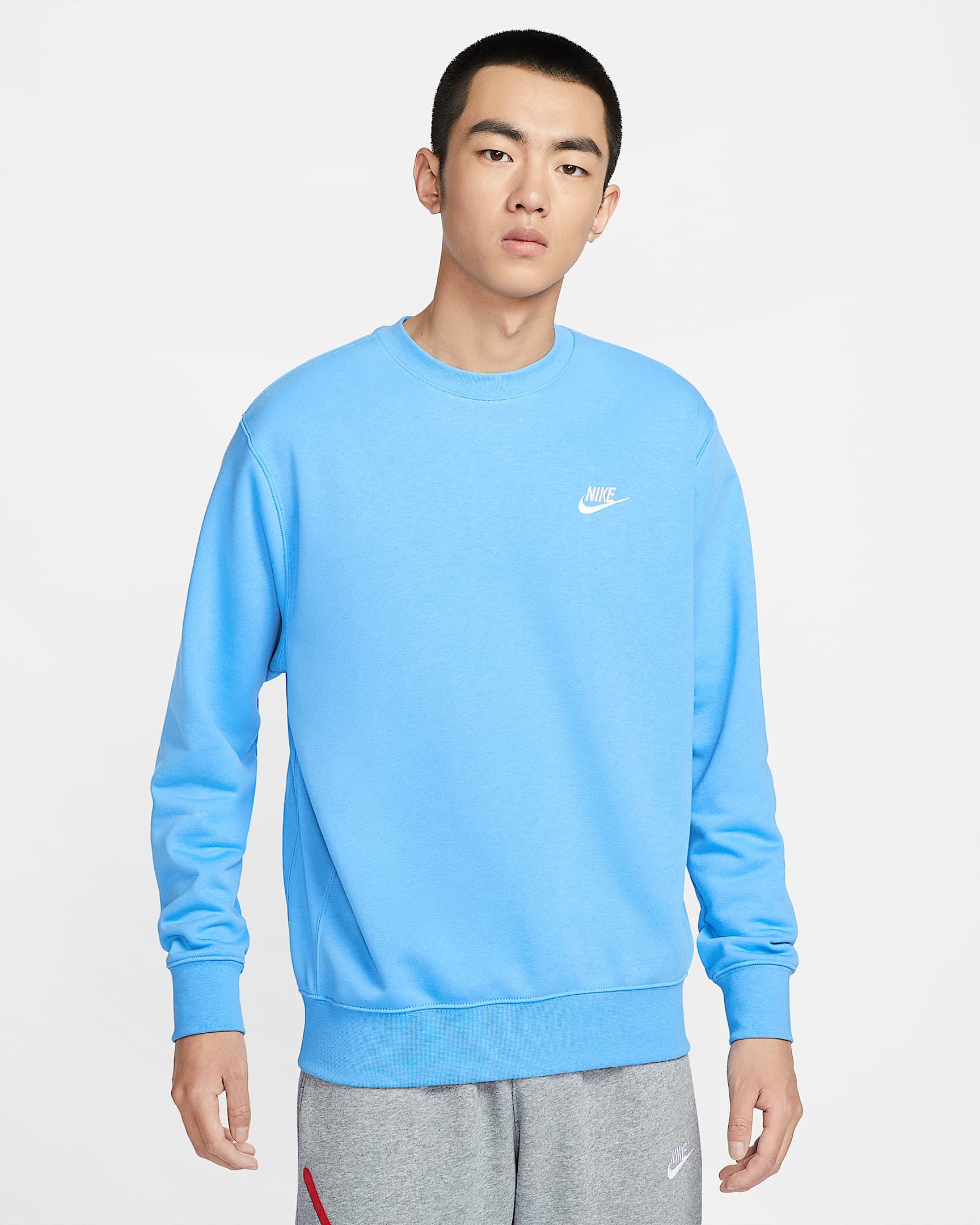Nike Sportswear Club 男子法式毛圈圆领上衣 - 大学蓝/白色