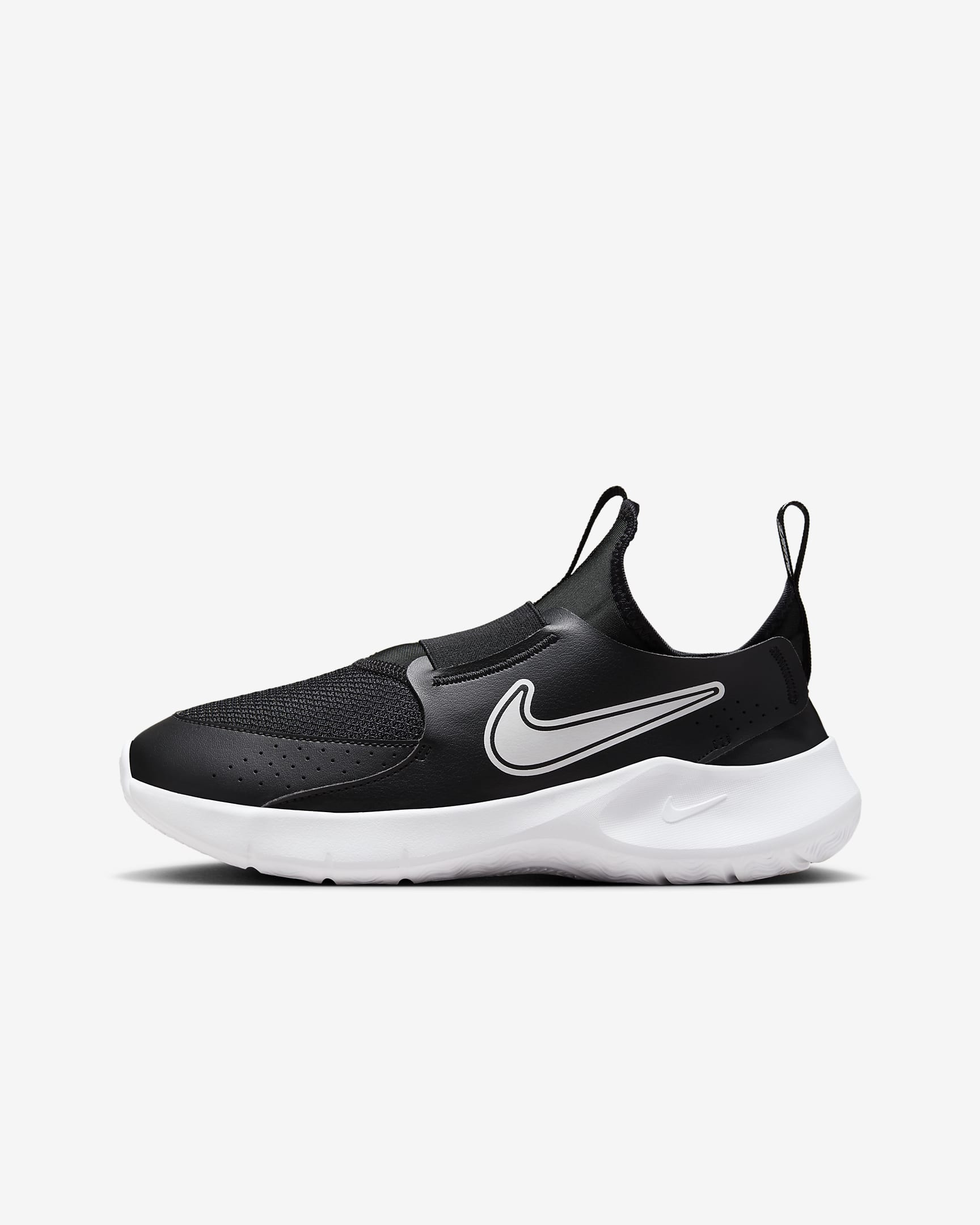 Nike Flex Runner 3 大童易弯折易穿脱一脚蹬公路跑步鞋 - 黑/白色