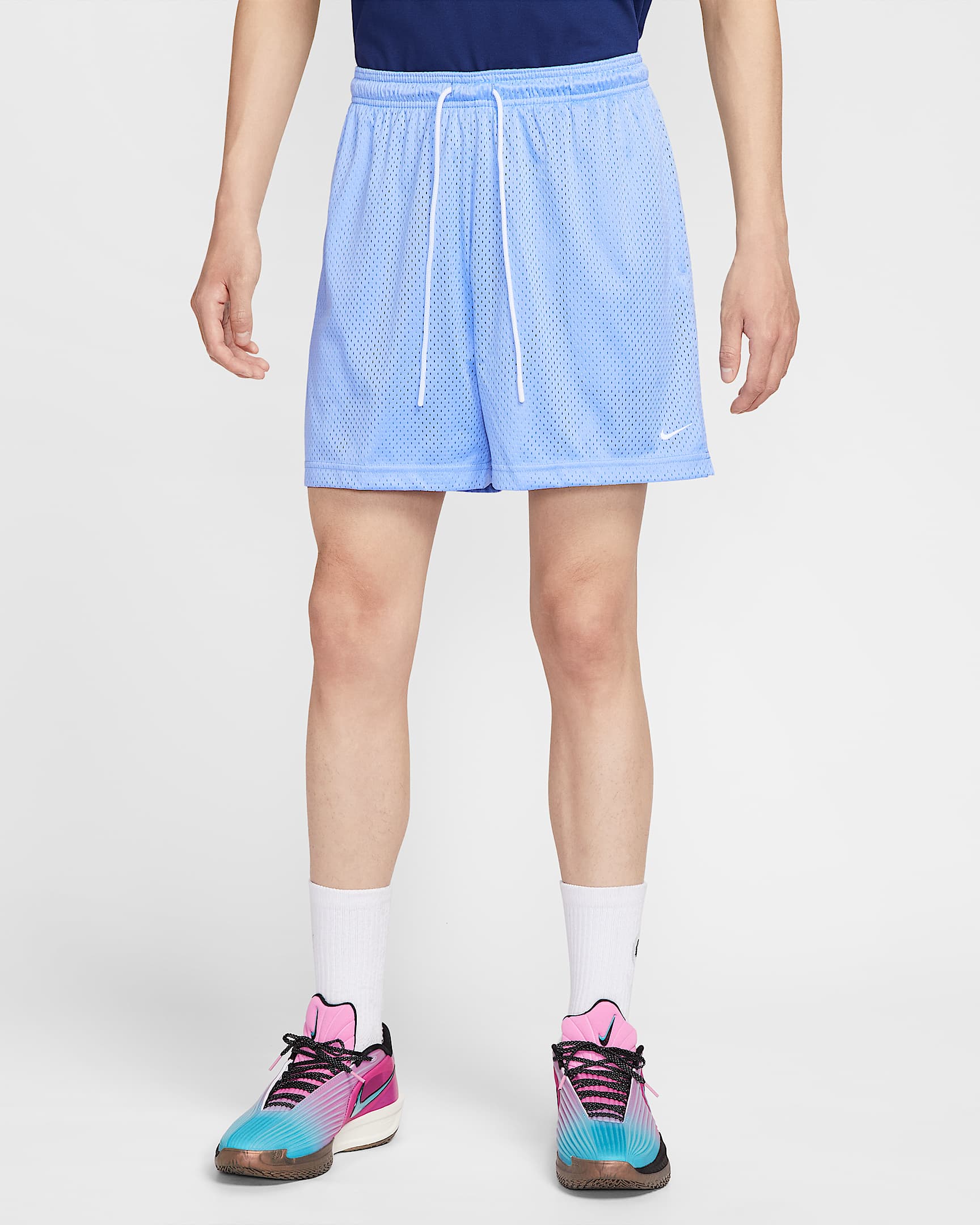 Nike Dri-FIT 男子速干网眼布篮球短裤 - 铝蓝/白色
