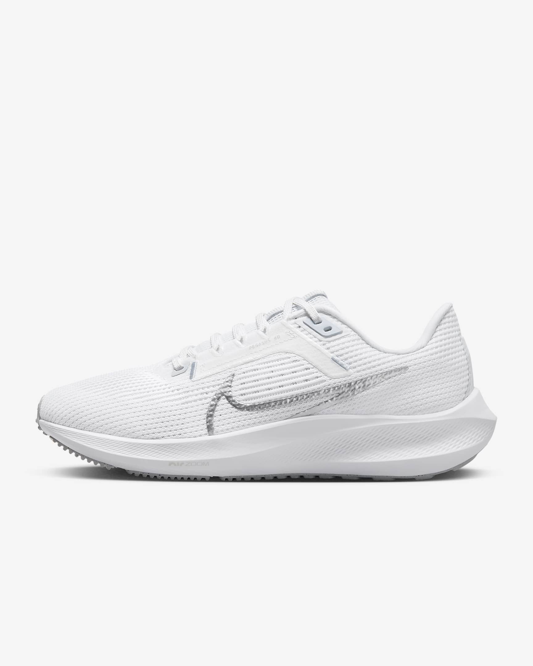 Nike Pegasus 40 耐克飞马女子公路跑步鞋 - 白色/白金色/金属银